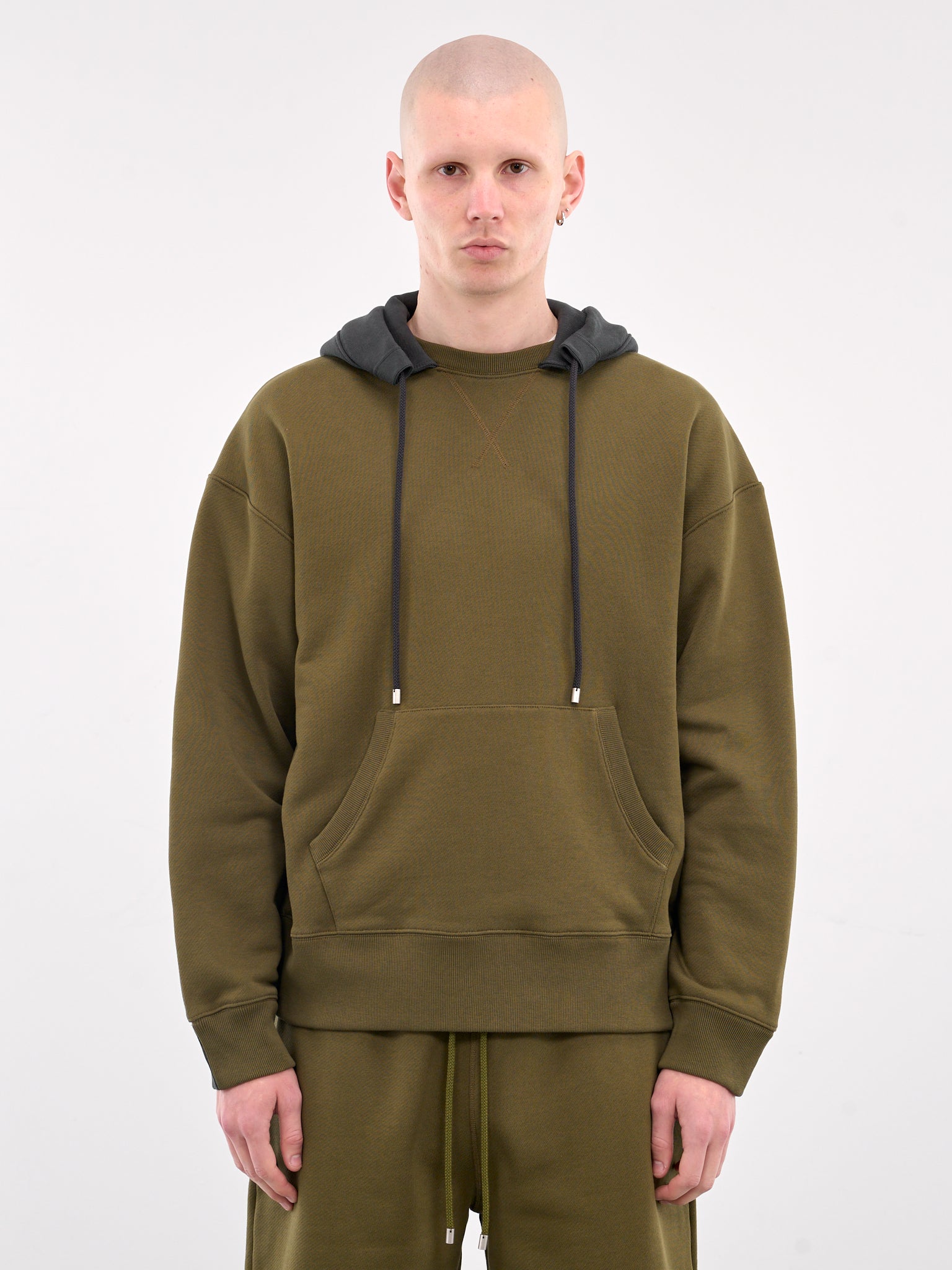 Contrast Paneled Hoodie (H526Y25X50-KHAKI-GREEN-ANTHRAC)