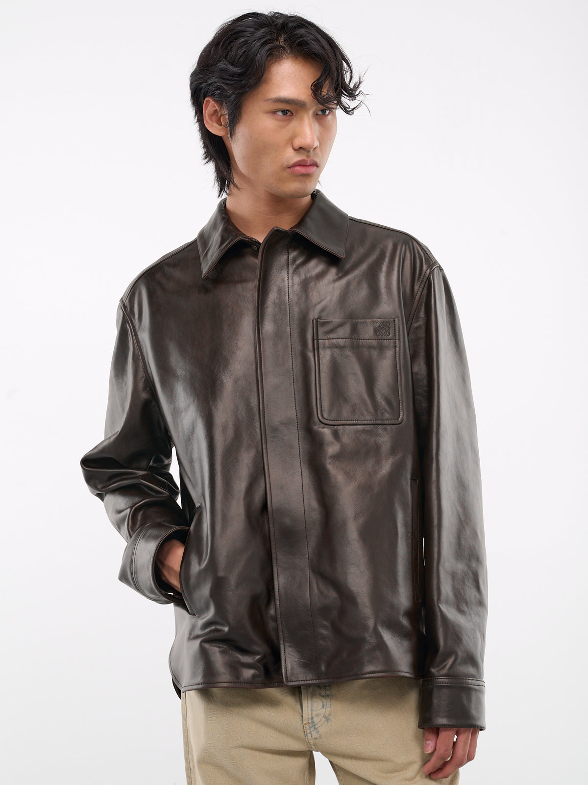 Leather Overshirt (H526Y31L26-3310-EBONY)