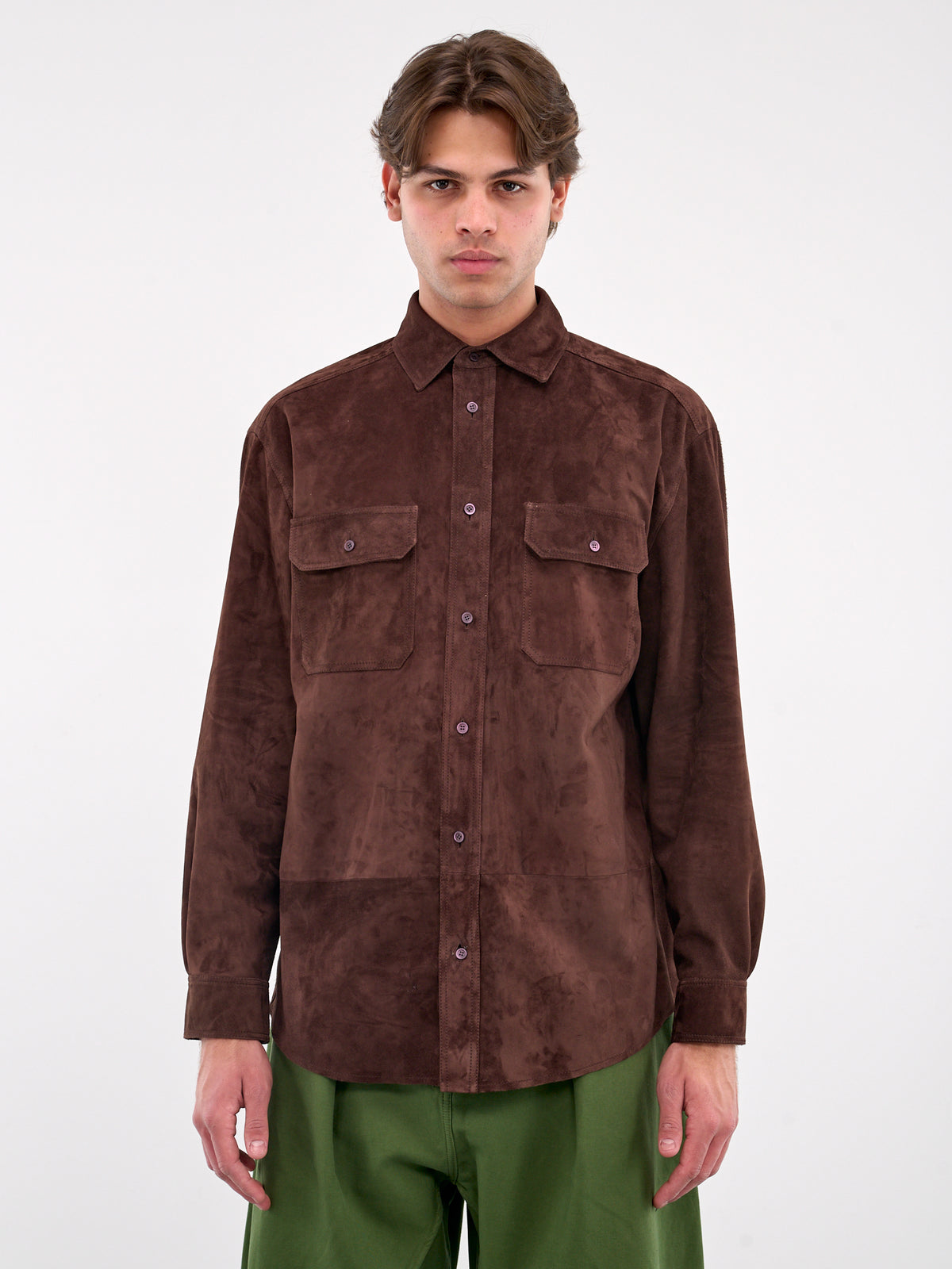 Suede Shirt (H526Y31L38-DARK-BROWN)