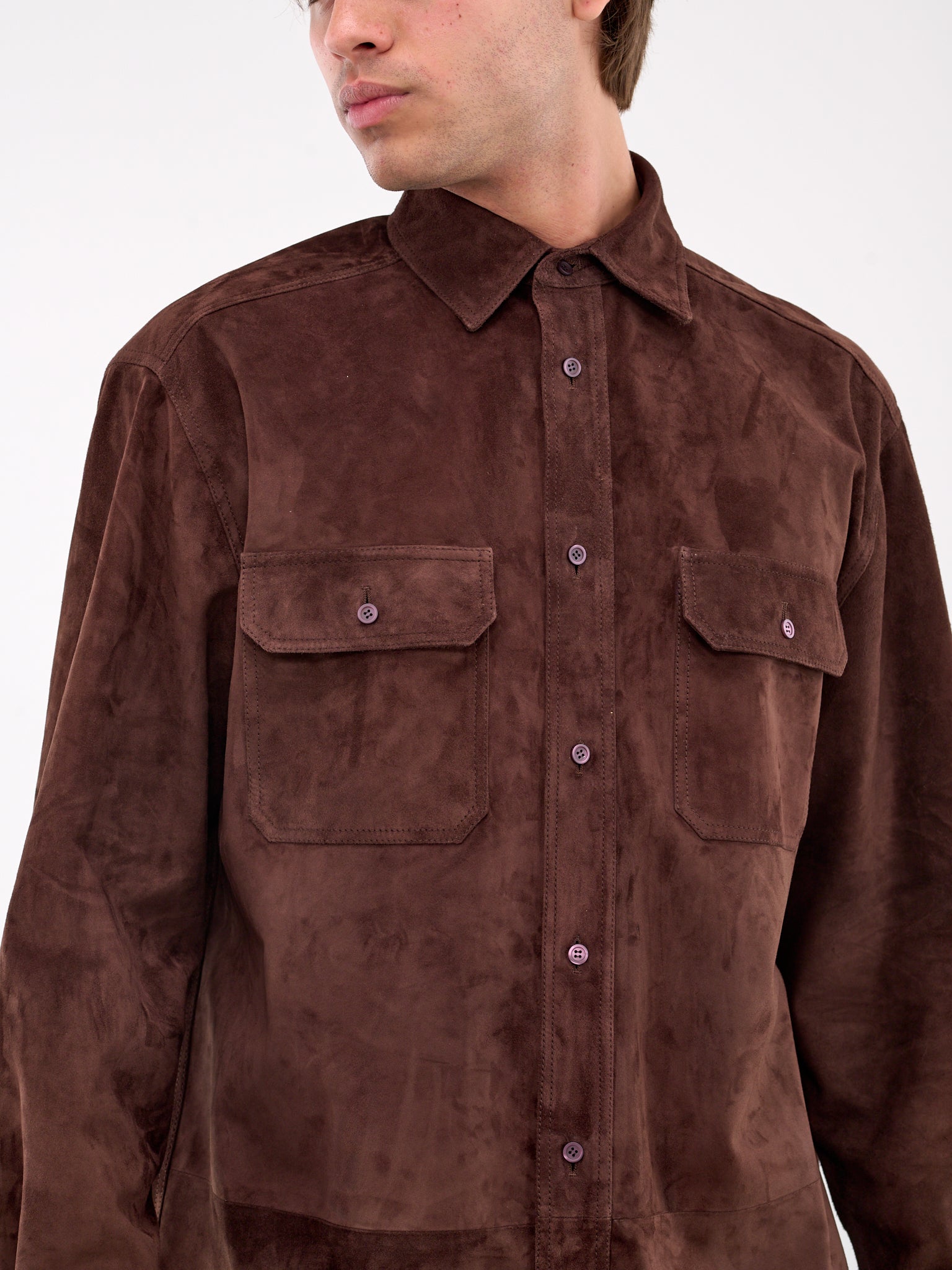 Suede Shirt (H526Y31L38-DARK-BROWN)