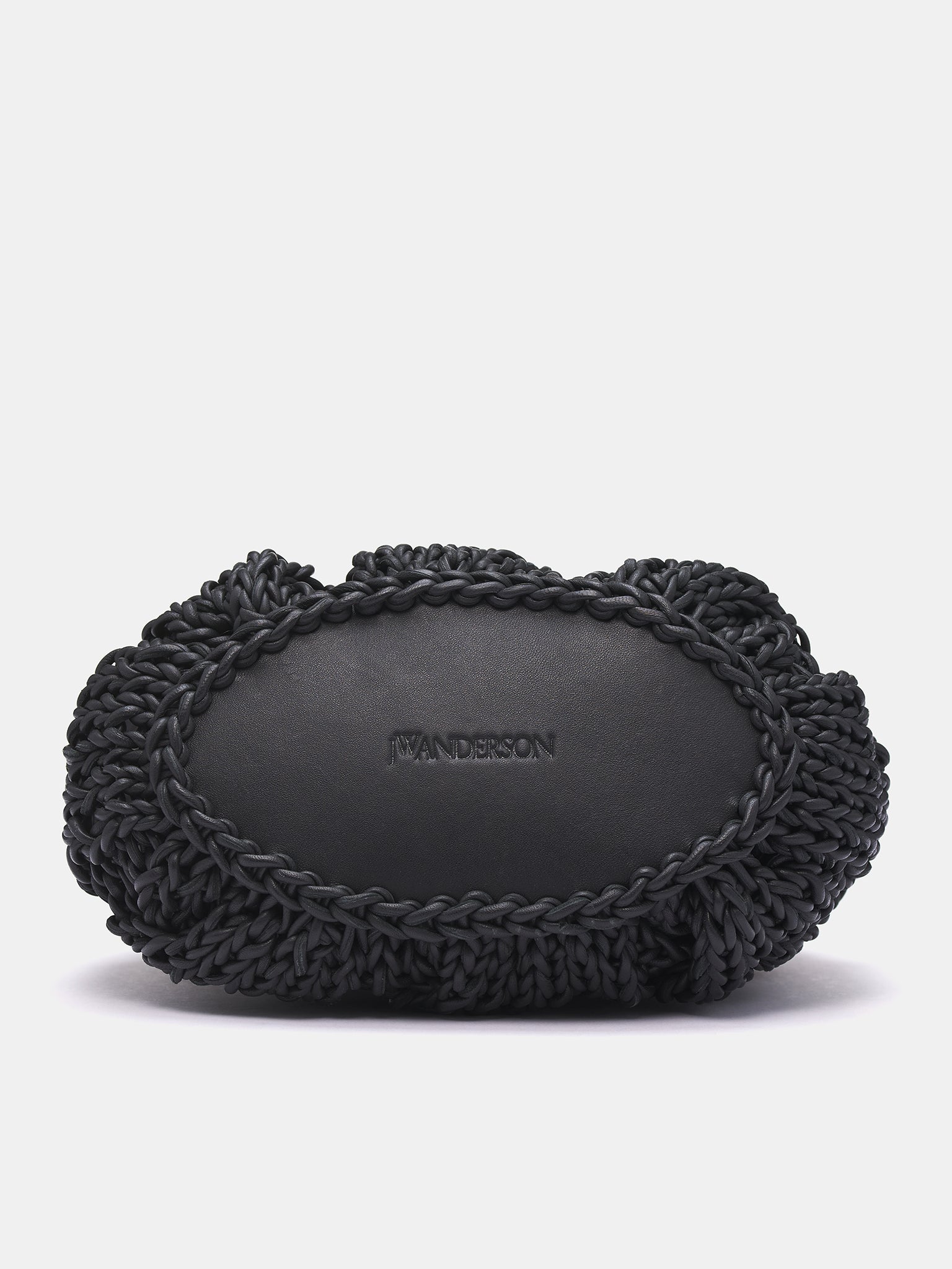 Small Leather Cable Knit Bag (HB0712-LA0365-BLACK)