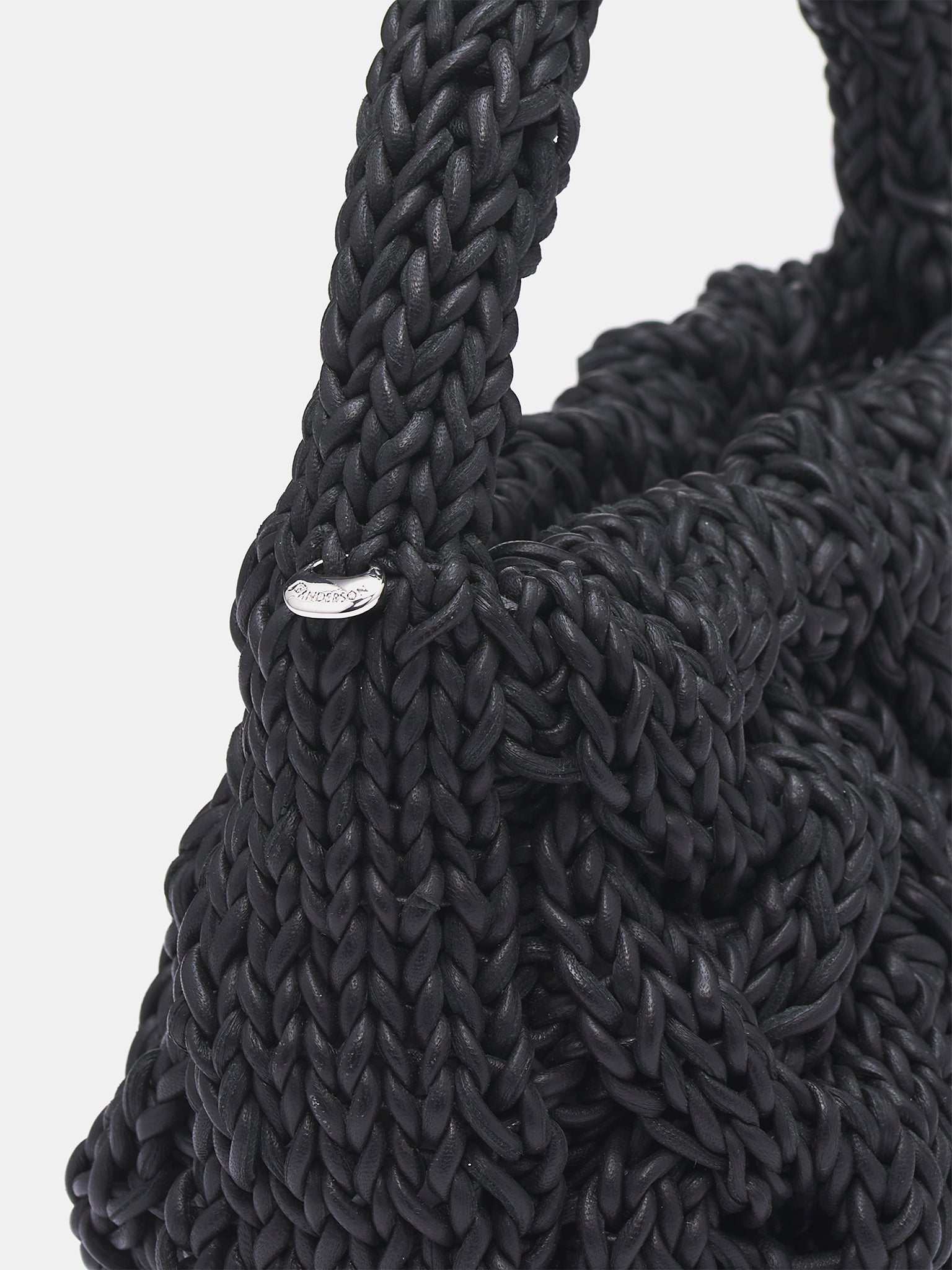 Small Leather Cable Knit Bag (HB0712-LA0365-BLACK)