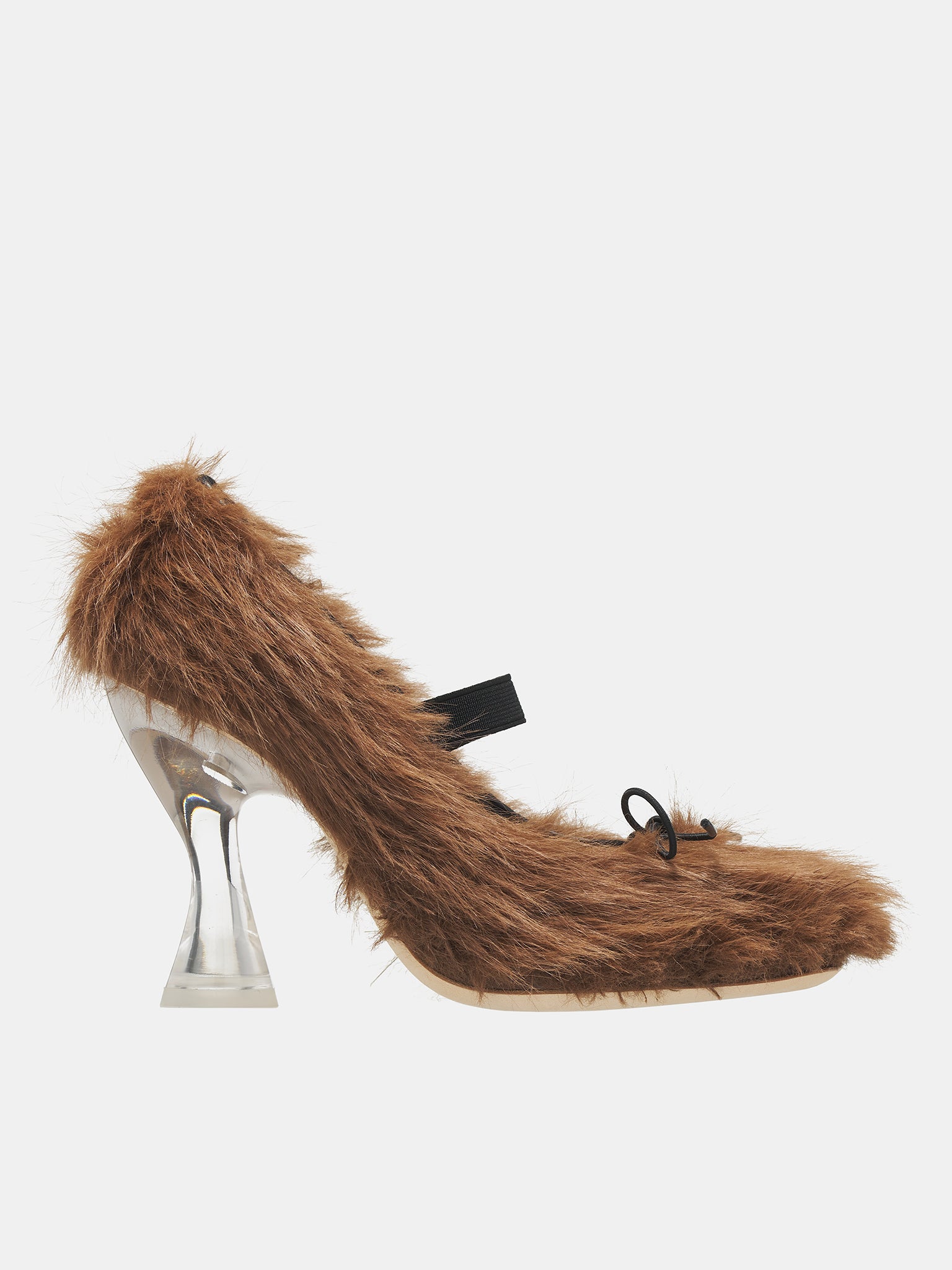 Faux Fur Ballerina Heels HH5 1090 BROWN