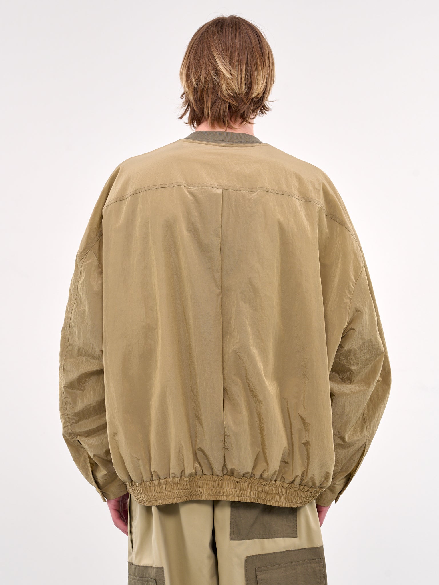 V-Neck Zip-Up Blouson (HMMA10028A-MEDIUM-BEIGE)