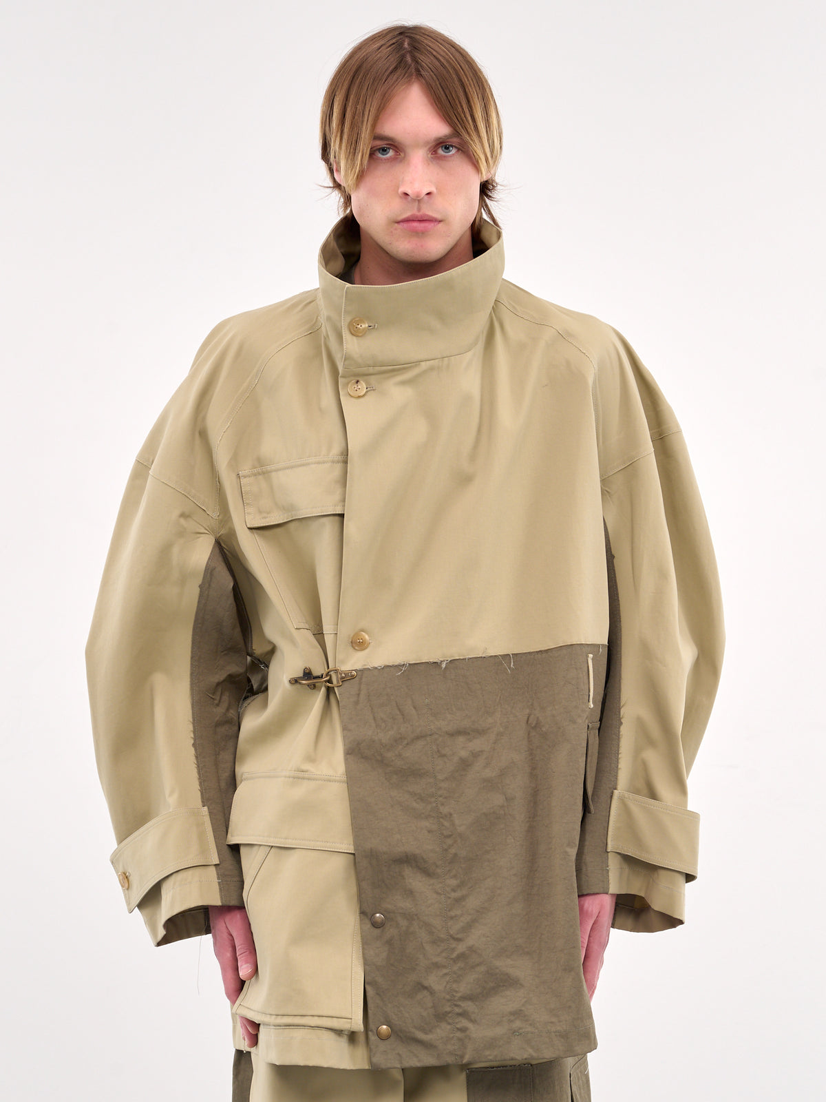 Mixed-Material Coat (HMMA1003C-MEDIUM-GREEN)