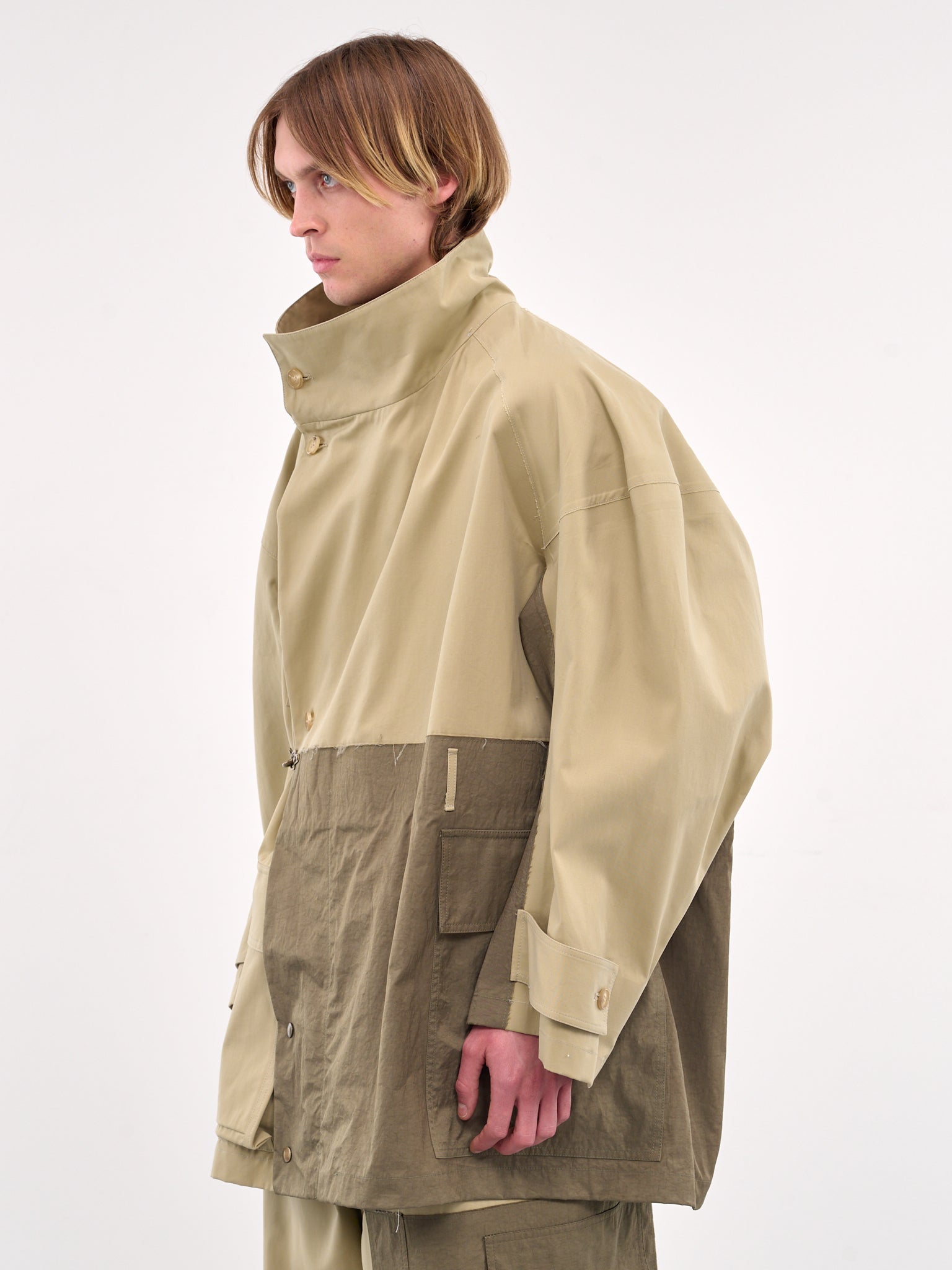 Mixed-Material Coat (HMMA1003C-MEDIUM-GREEN)