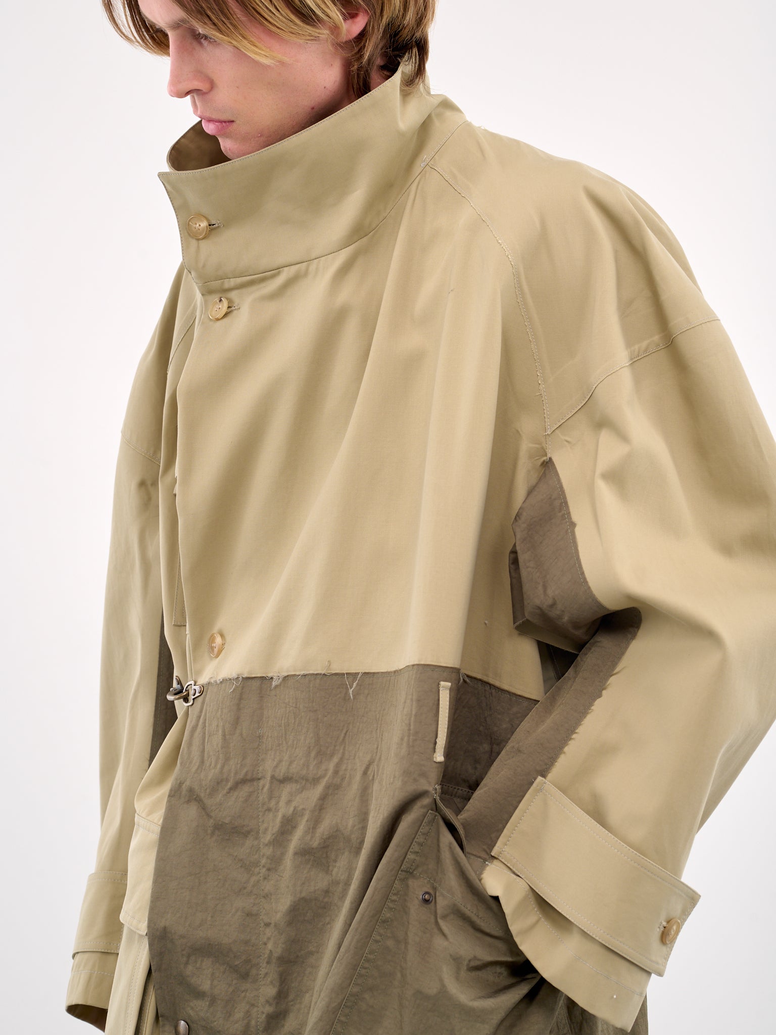 Mixed-Material Coat (HMMA1003C-MEDIUM-GREEN)