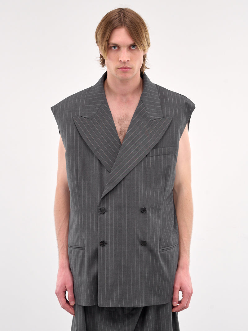 Peaked Lapel Sleeveless Blazer (HMMA15019C-DARK-GREY)