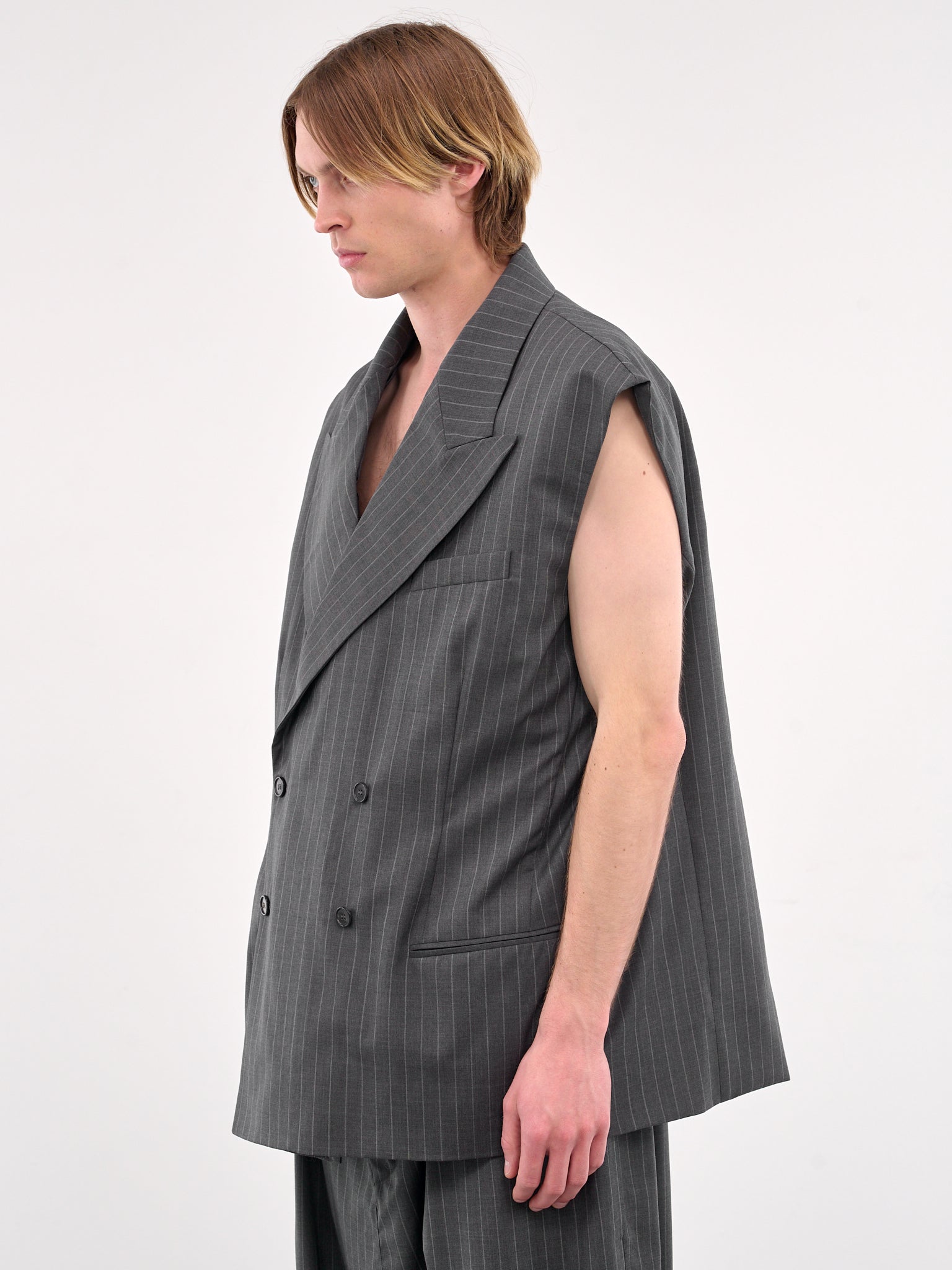 Peaked Lapel Sleeveless Blazer (HMMA15019C-DARK-GREY)