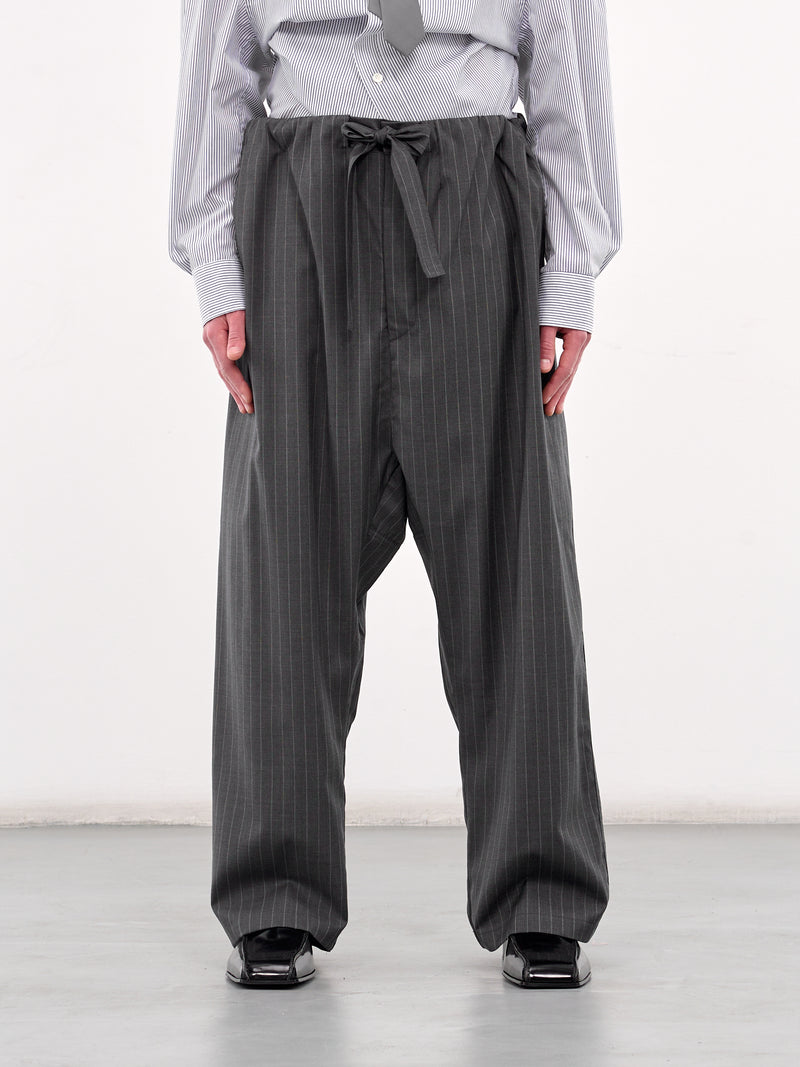 Pinstripe Drawstring Trousers (HMMA30018A-DARK-GREY)