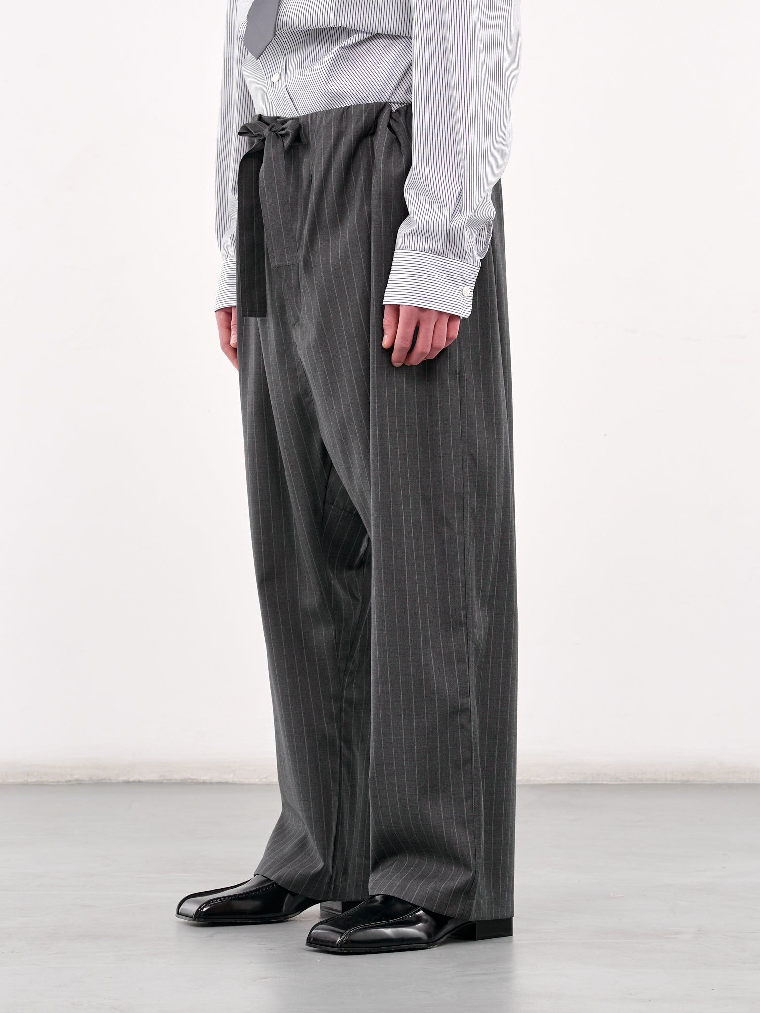 Pinstripe Drawstring Trousers (HMMA30018A-DARK-GREY)