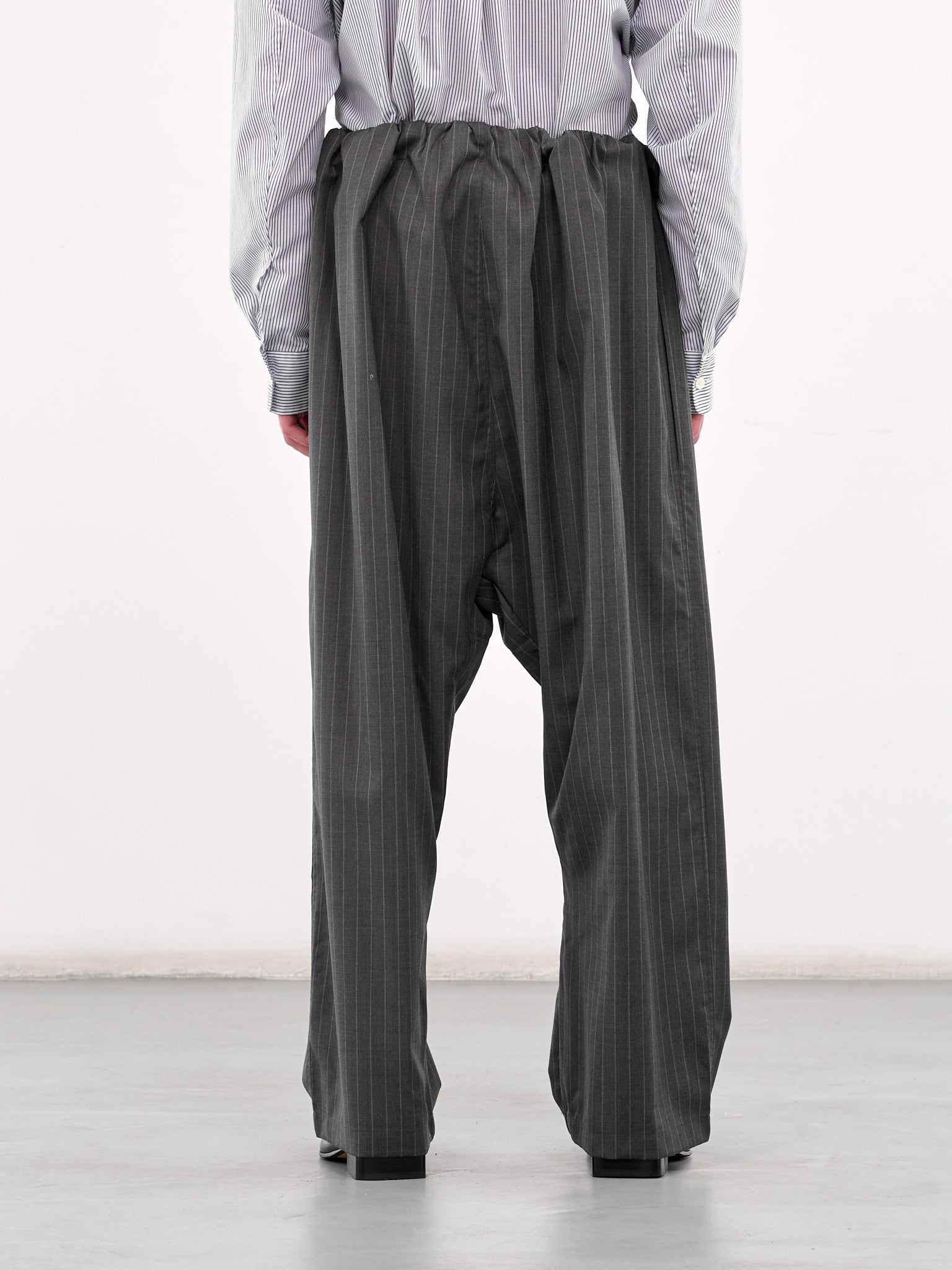 Pinstripe Drawstring Trousers (HMMA30018A-DARK-GREY)