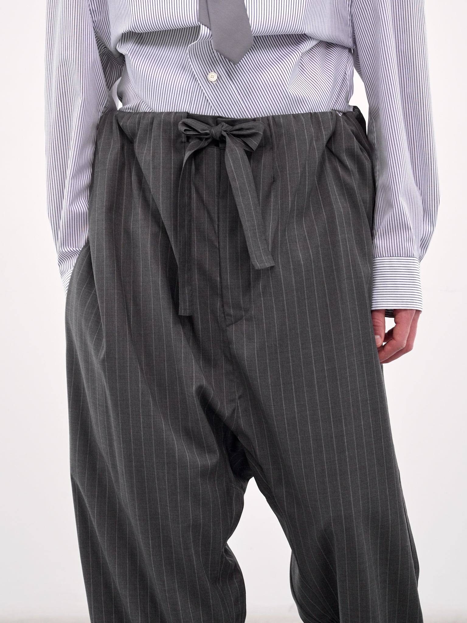 Pinstripe Drawstring Trousers (HMMA30018A-DARK-GREY)