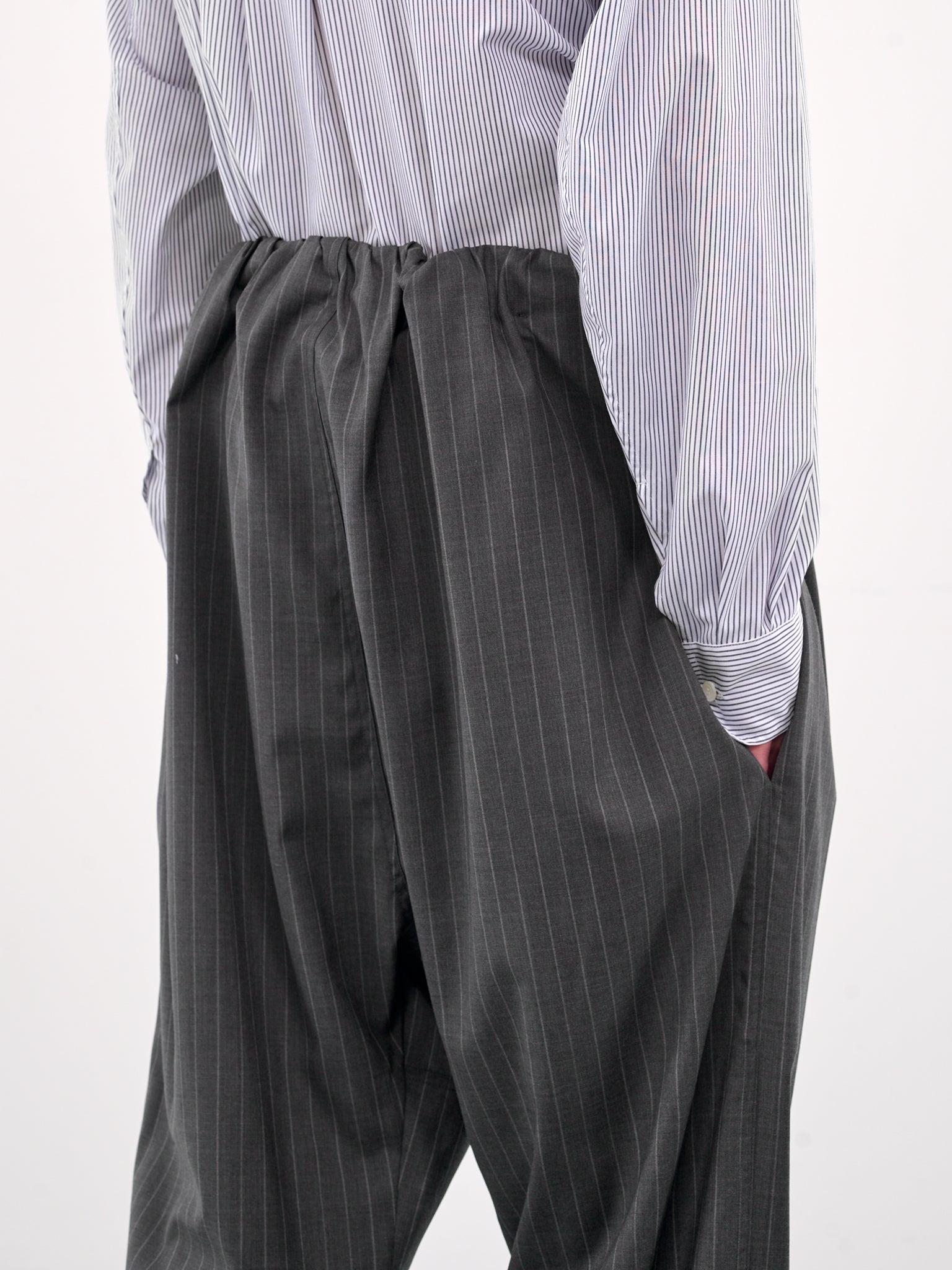 Pinstripe Drawstring Trousers (HMMA30018A-DARK-GREY)