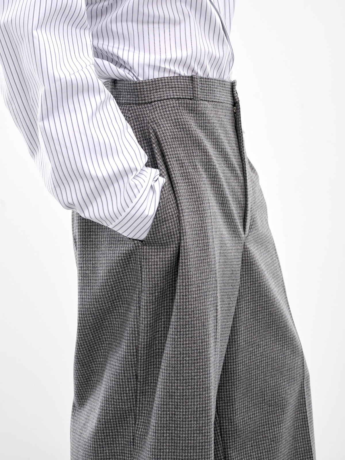 Wide Leg Houndstooth Trousers (HMMZ30011A-HZ120-MEDIUM-GREY)