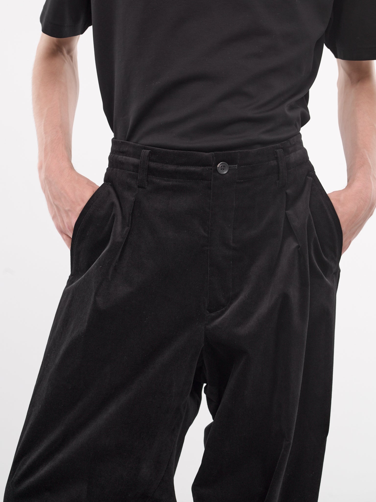 M-Hem Rib Velvet Pants (HO-P37-056-1-BLACK)