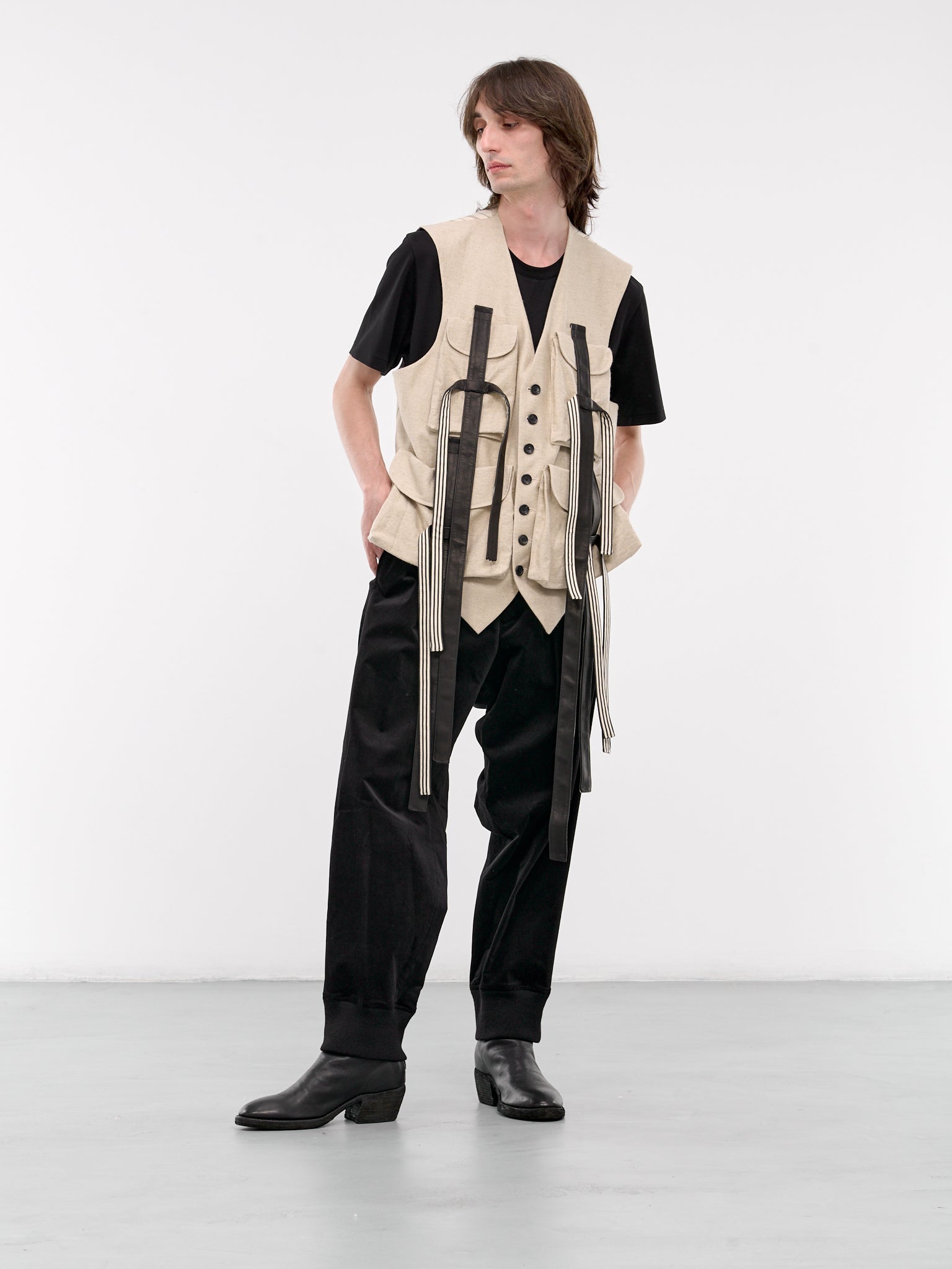 I-Long Belt Vest (HO-V16-044-1-BEIGE)