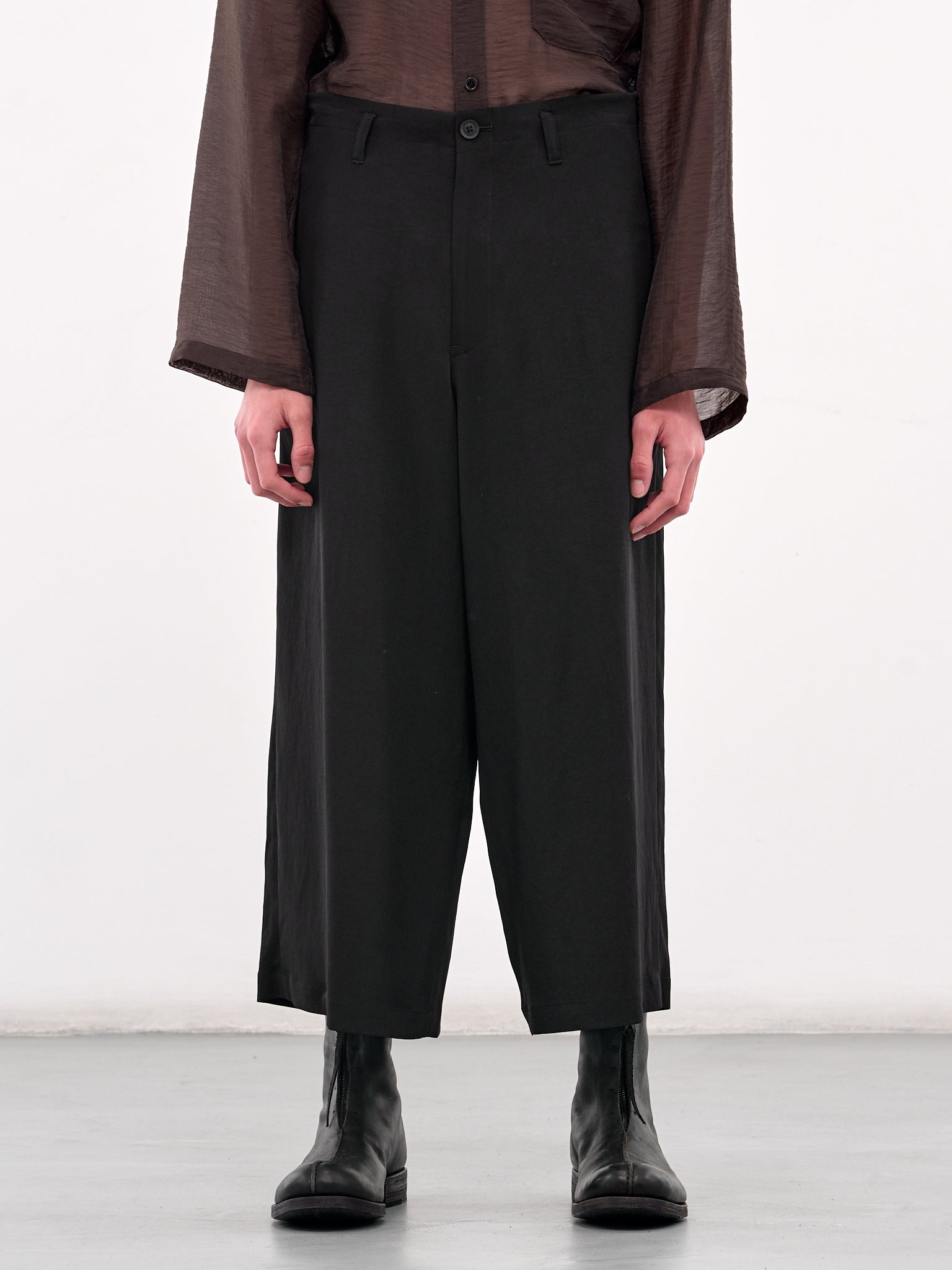 Cropped Wide Leg Trousers (HP-P52-500-1-BLACK)