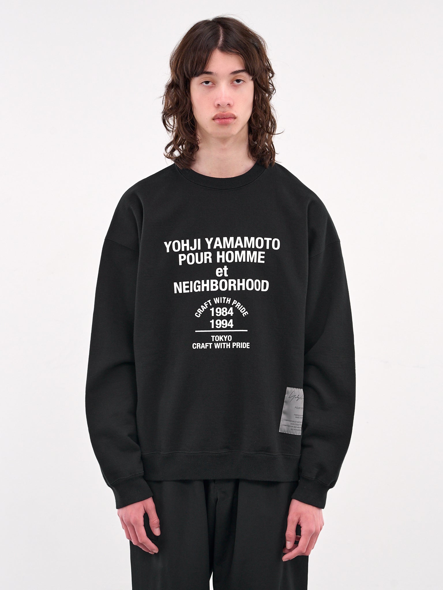 Neighborhood Logo Crewneck Sweatshirt (HP-T88-995-2-BLACK)