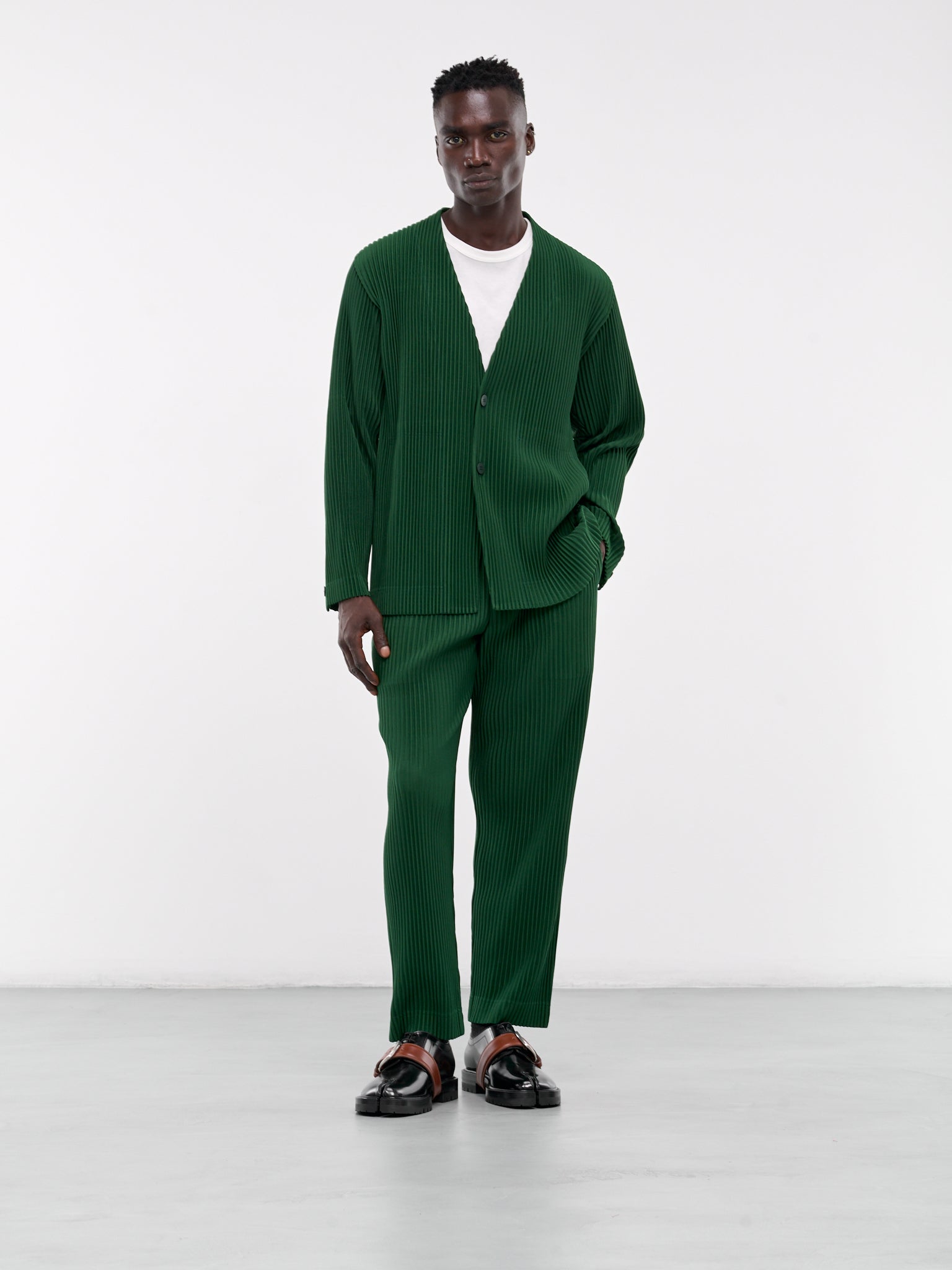 Tailored Pleats 1 Trousers (HP48JF152-64-SEAWEED-GREEN)