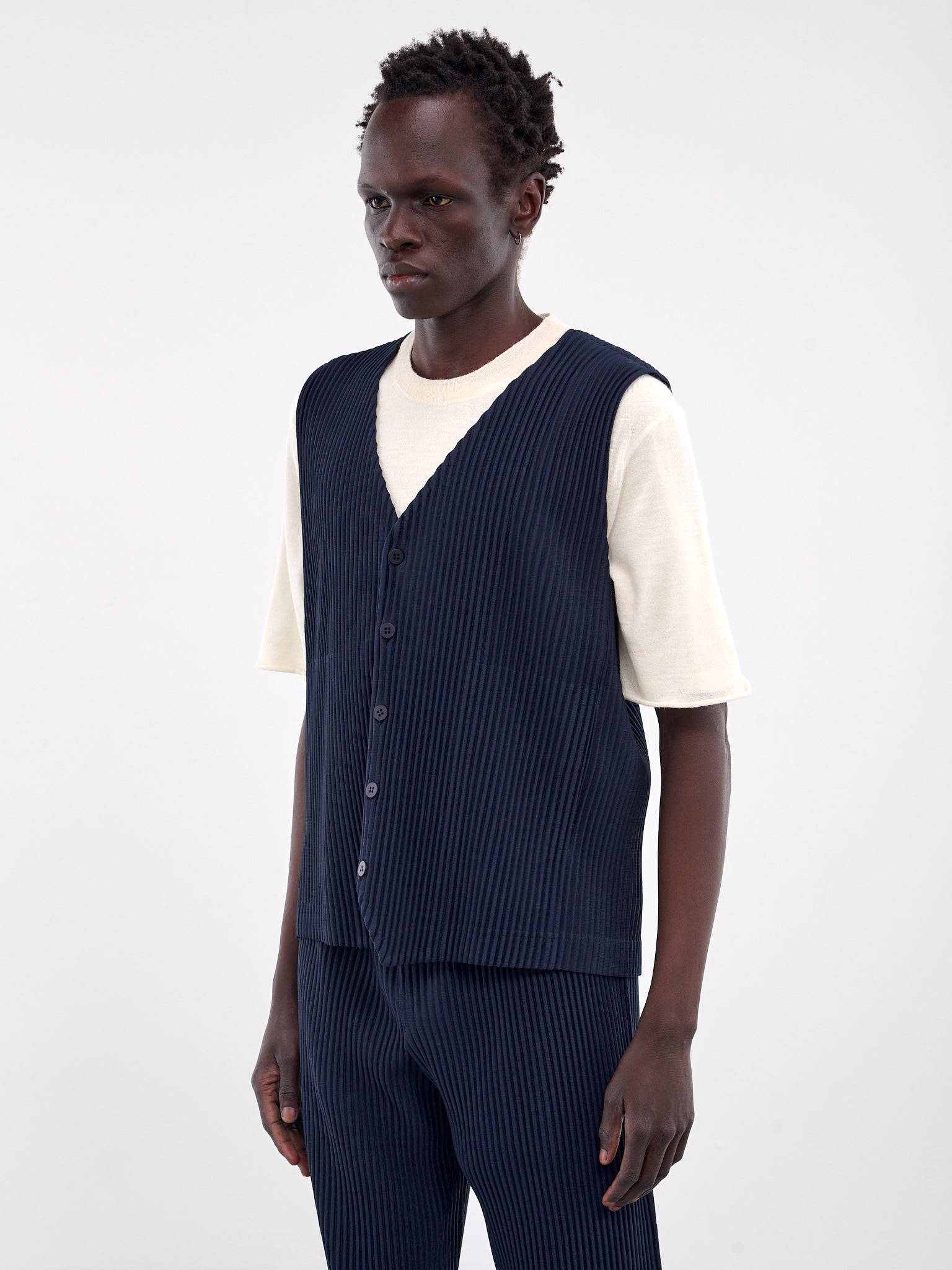 Tailored Pleats Vest (HP48JE156-74-MIDNIGHT-BLUE)