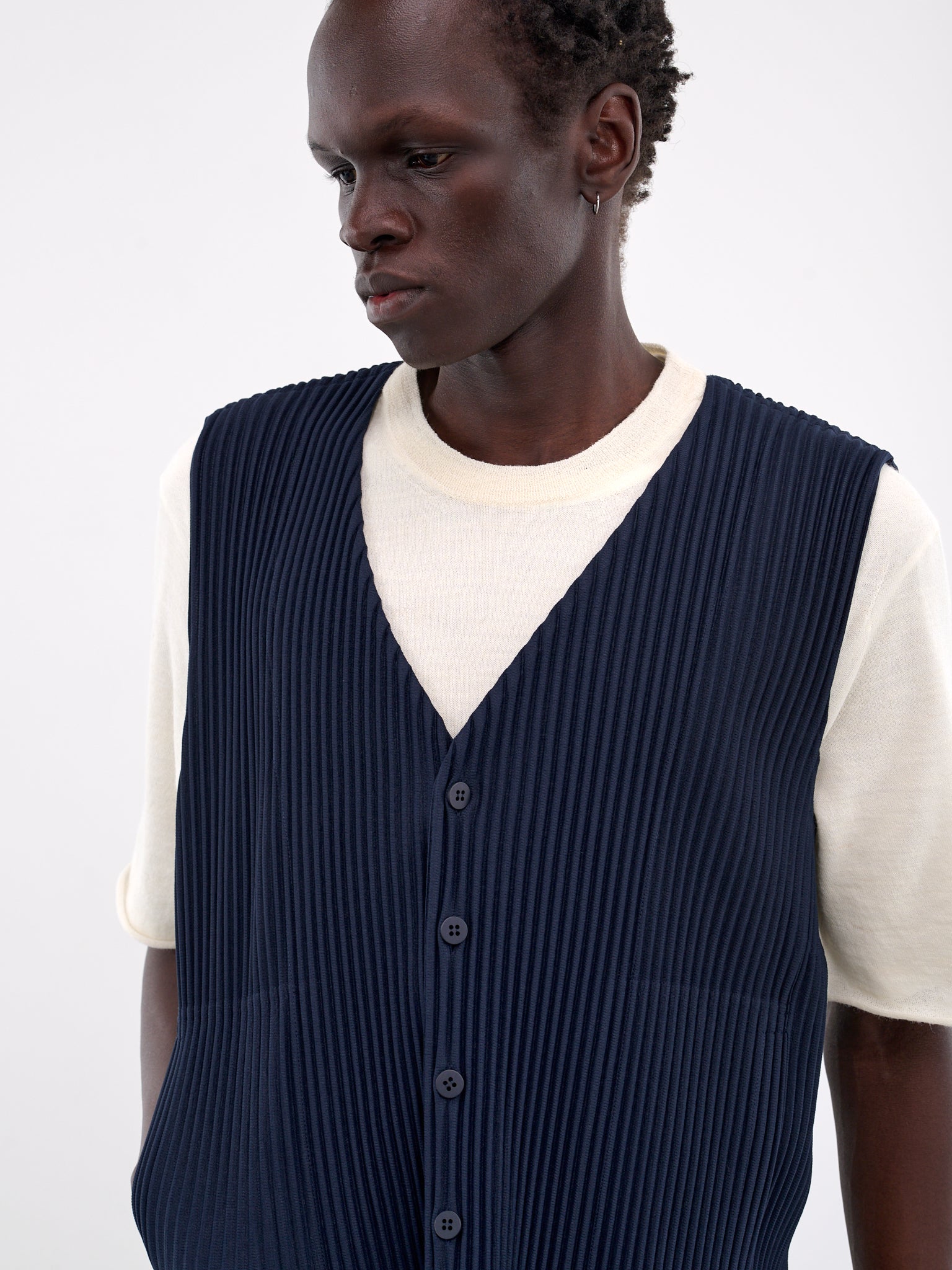 Tailored Pleats Vest (HP48JE156-74-MIDNIGHT-BLUE)