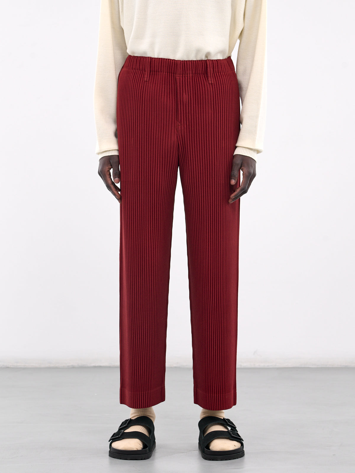 Tailored Pleats Trousers (HP48JF158-25-CRIMSON-RED)