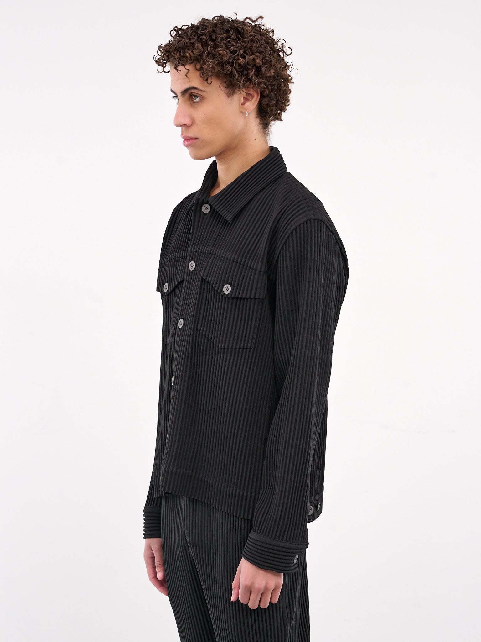 Wool Like Trucker Jacket (HP56FC250-15-BLACK)