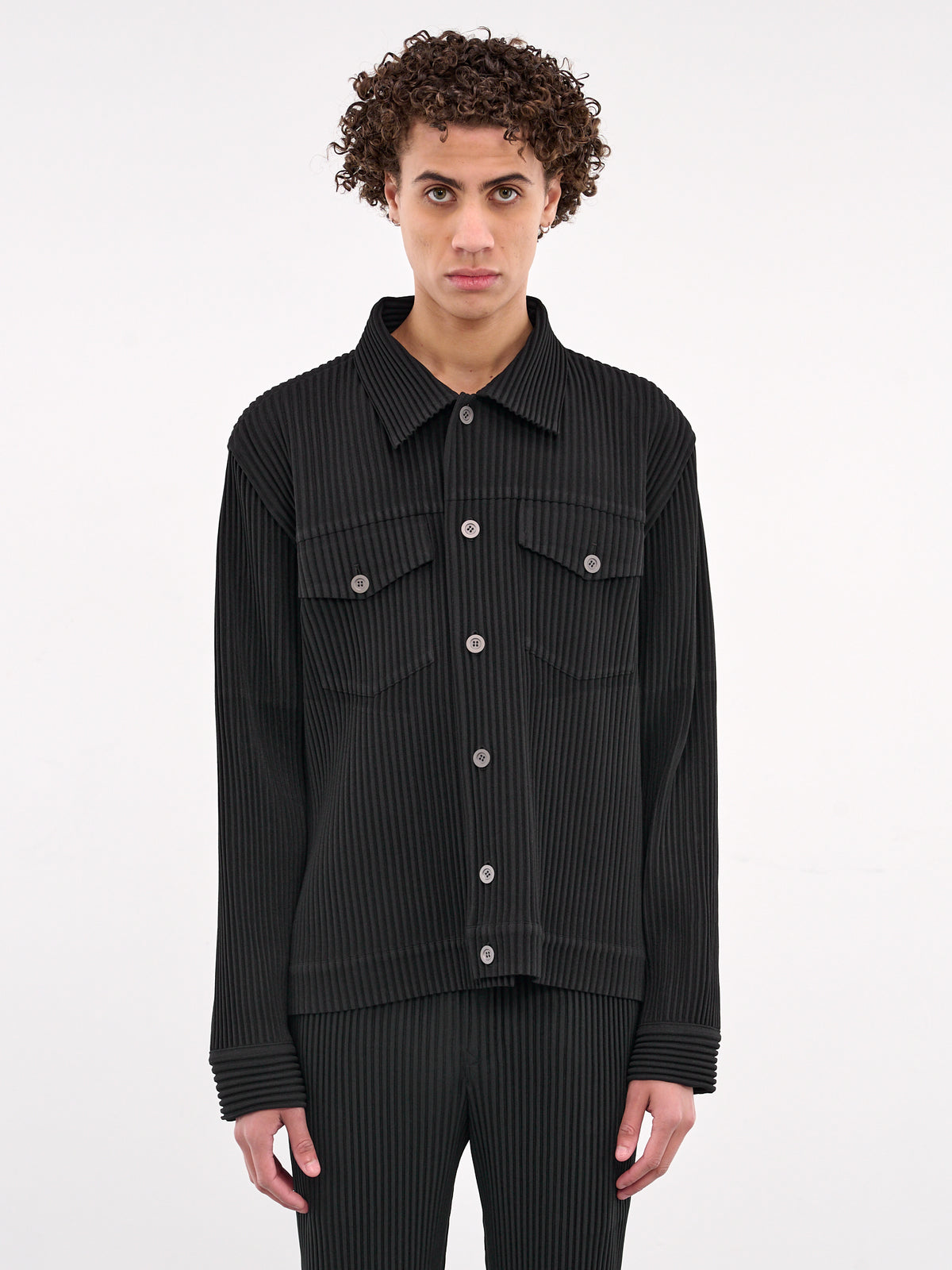 Wool Like Trucker Jacket (HP56FC250-15-BLACK)