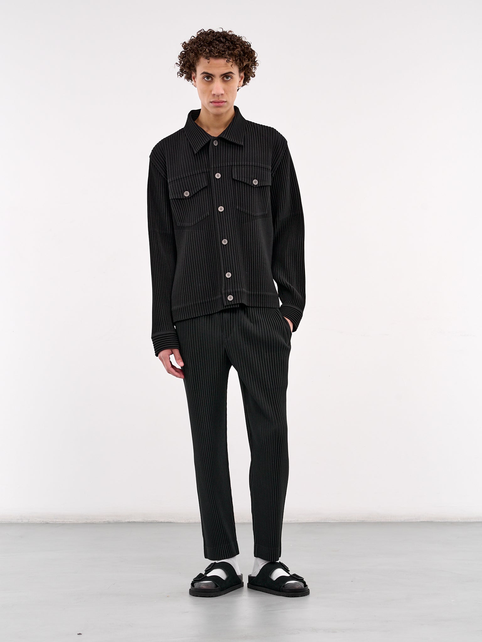 Wool Like Trucker Jacket (HP56FC250-15-BLACK)