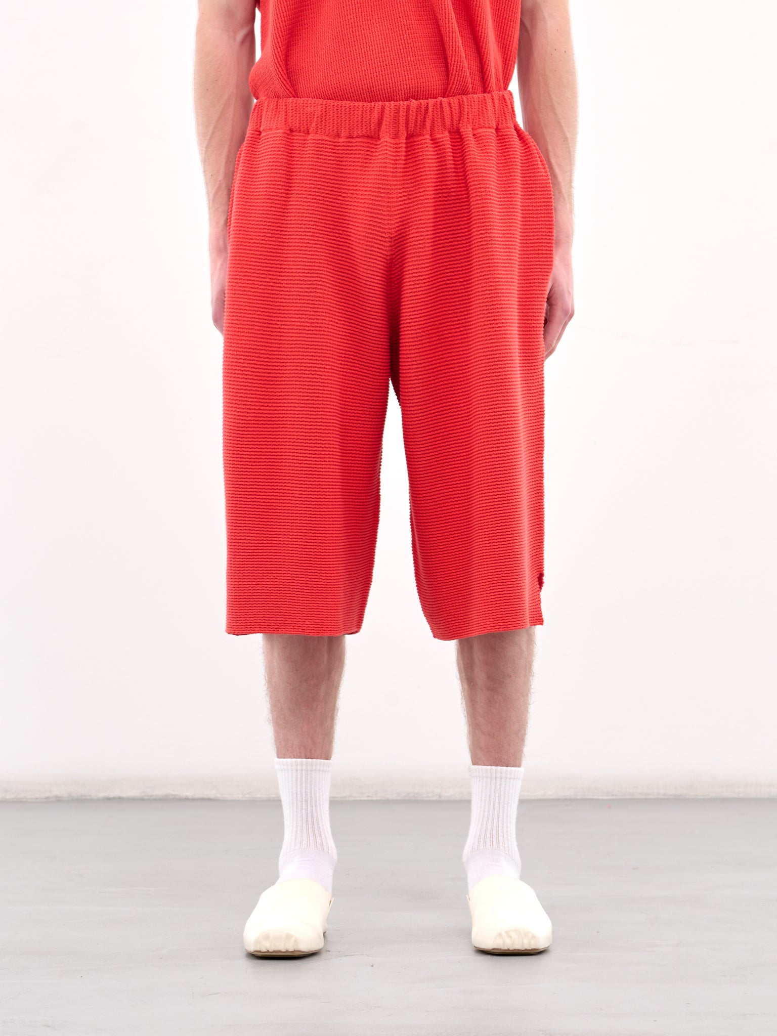 Tight Twist Cotton Knit Shorts (HP56KF226-24-RED)