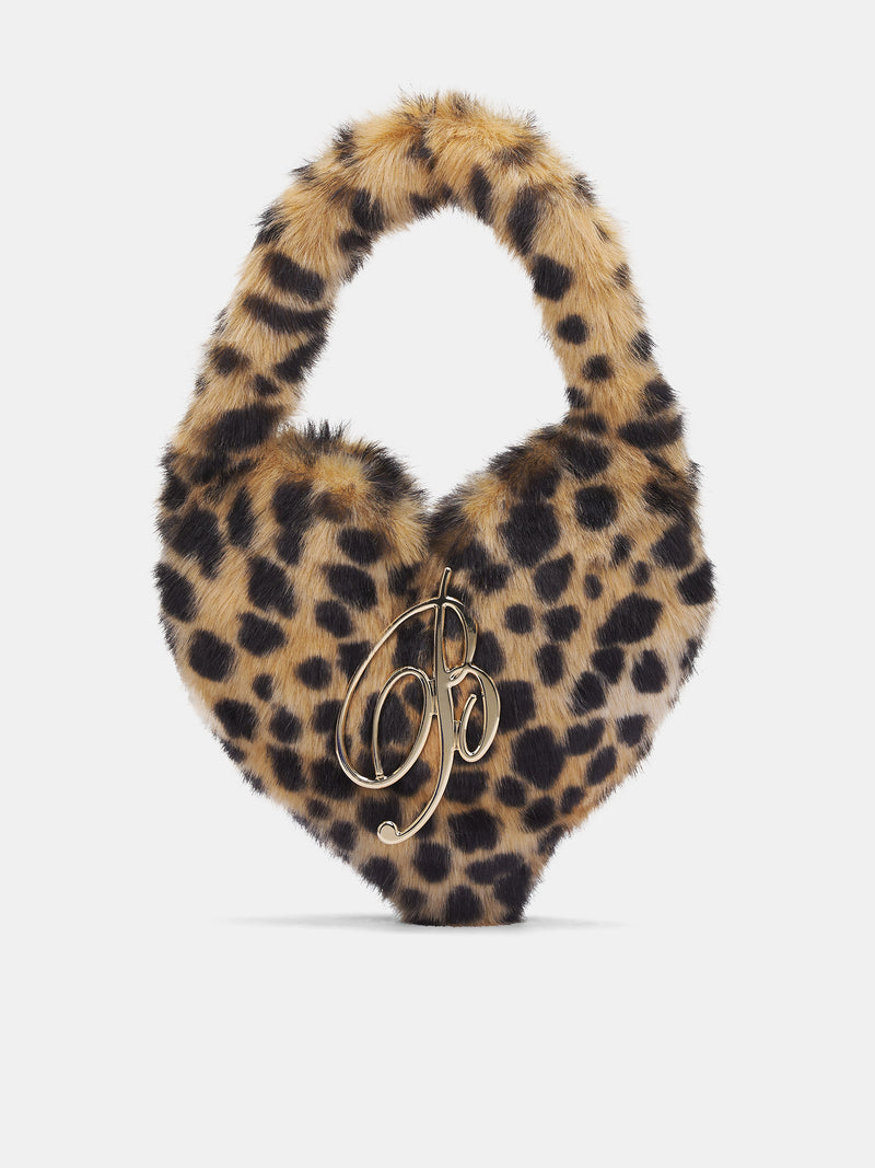 Animal Faux Fur Heart Bag (HW087A-M8159-SAND-BLACK)