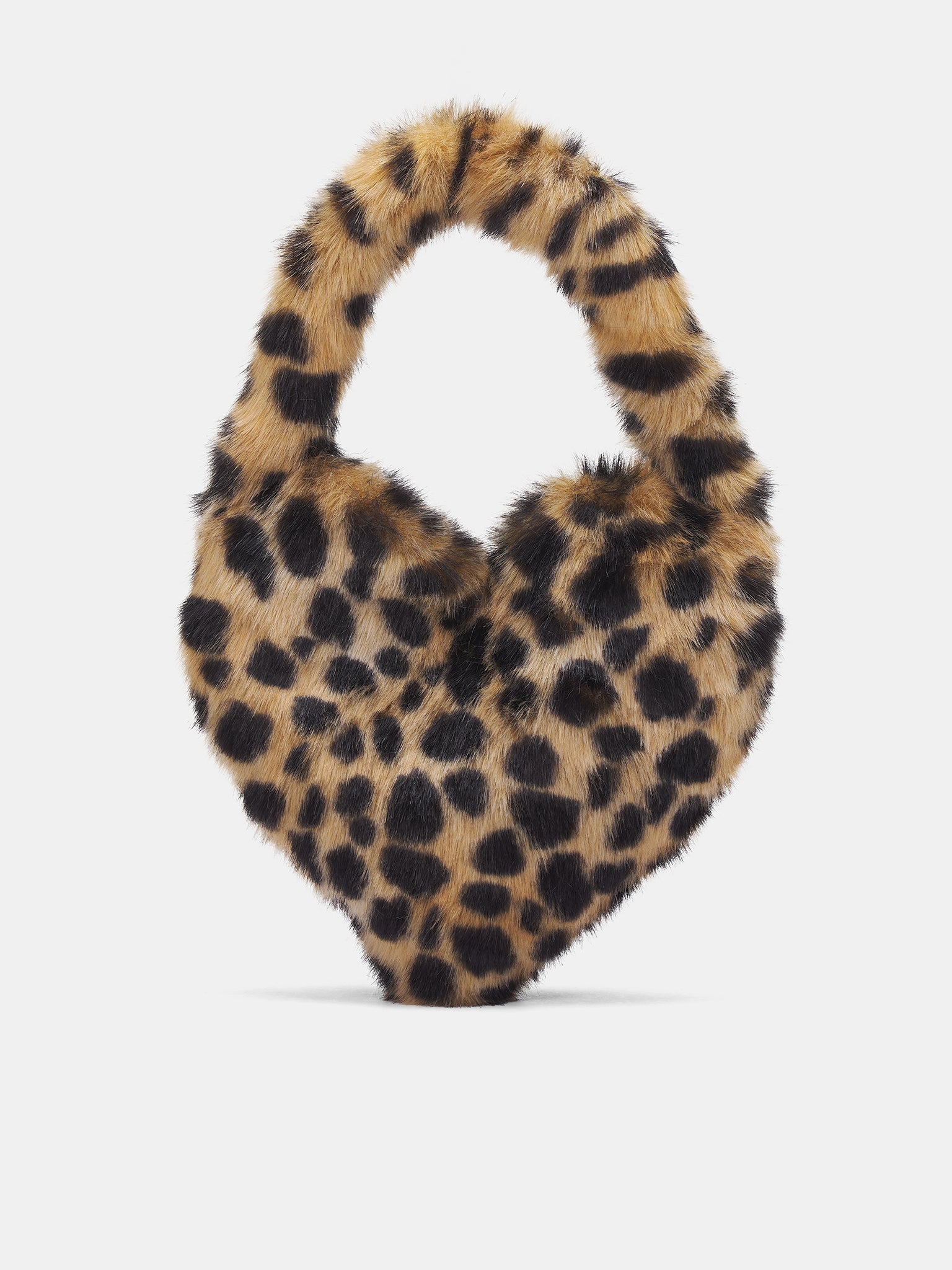 Animal Faux Fur Heart Bag (HW087A-M8159-SAND-BLACK)