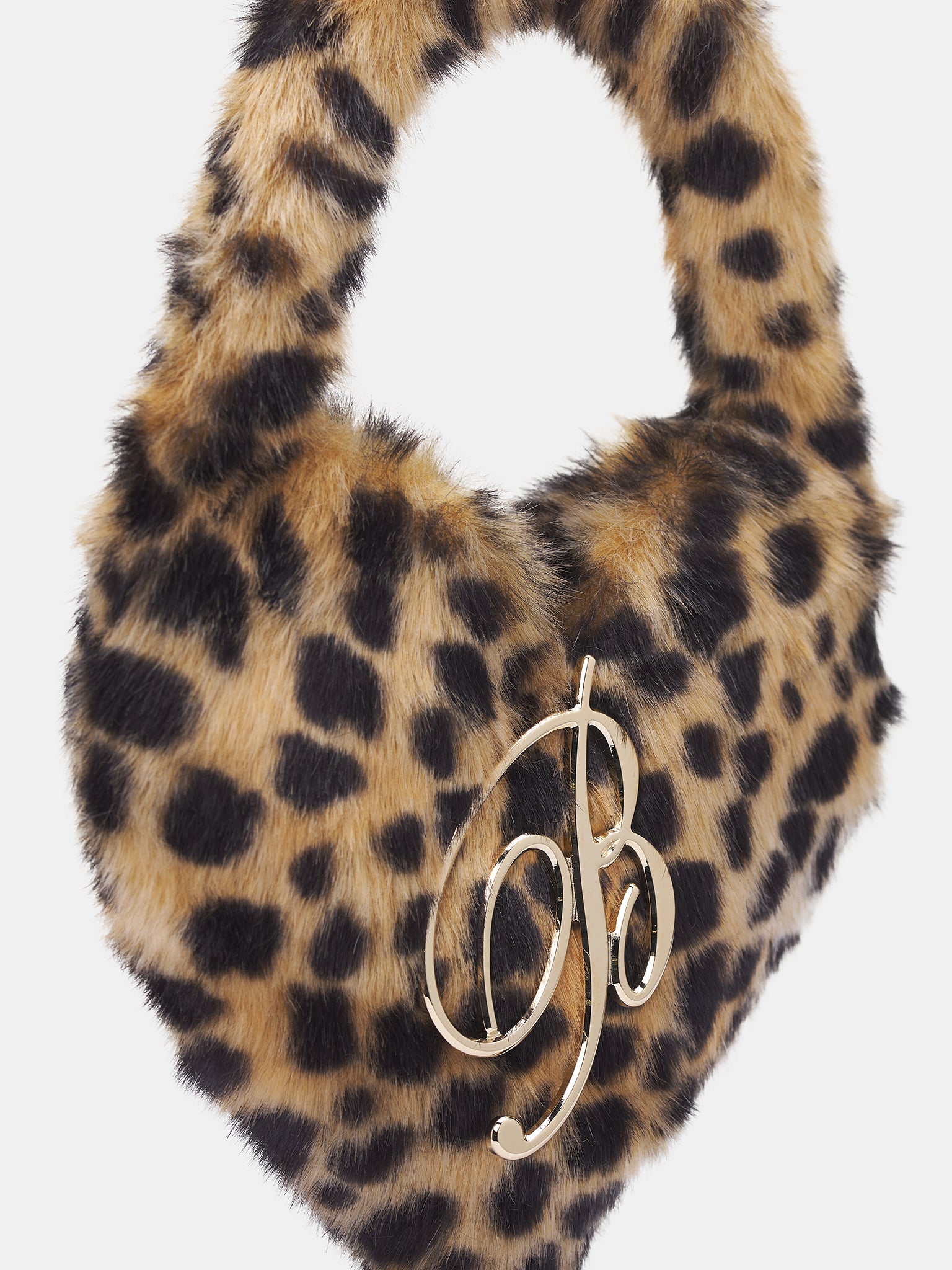 Animal Faux Fur Heart Bag (HW087A-M8159-SAND-BLACK)