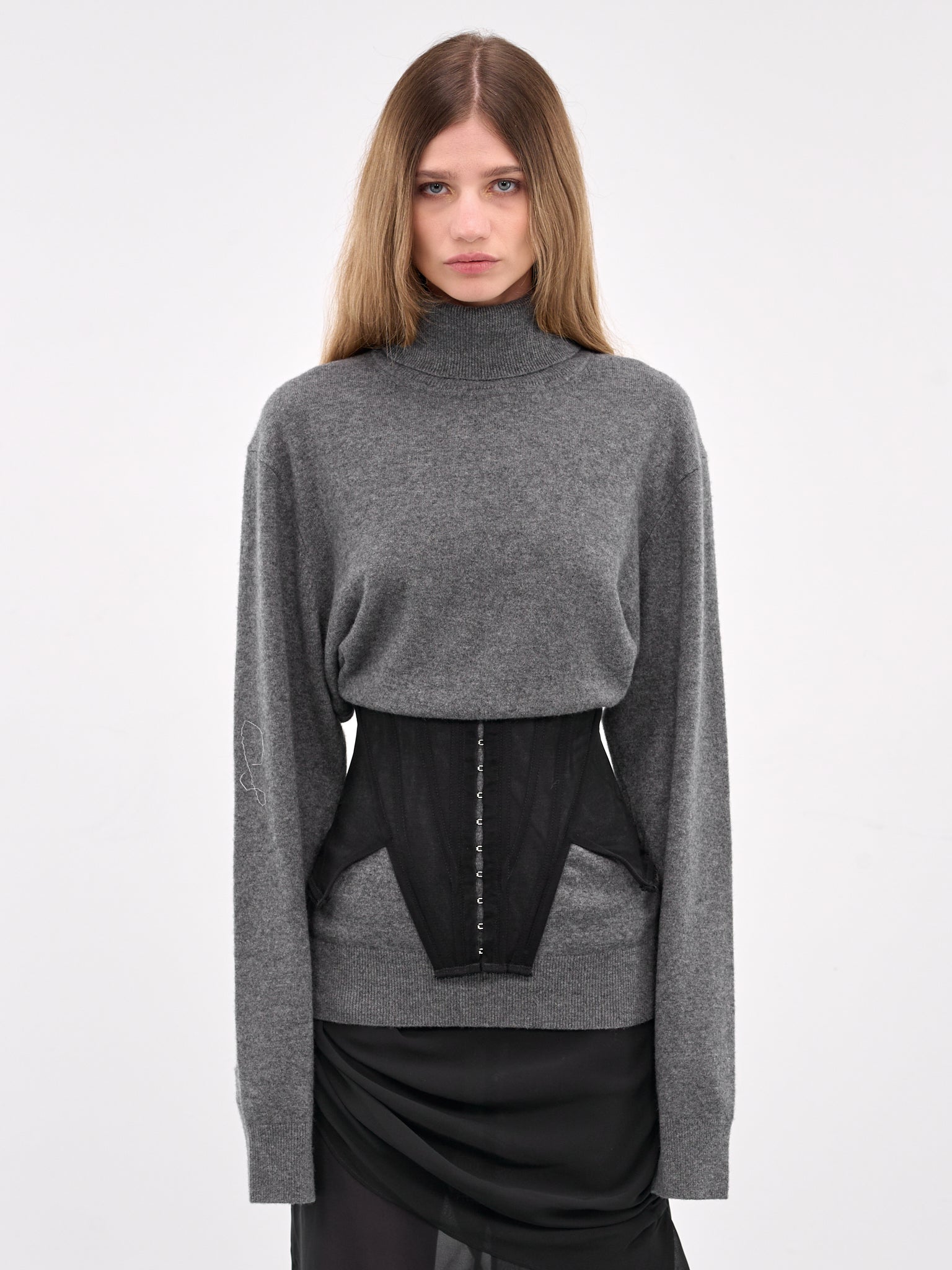 Identity Crisis Corset Turtleneck (IDENTITY-CRISIS-CHARCOAL-BLACK)