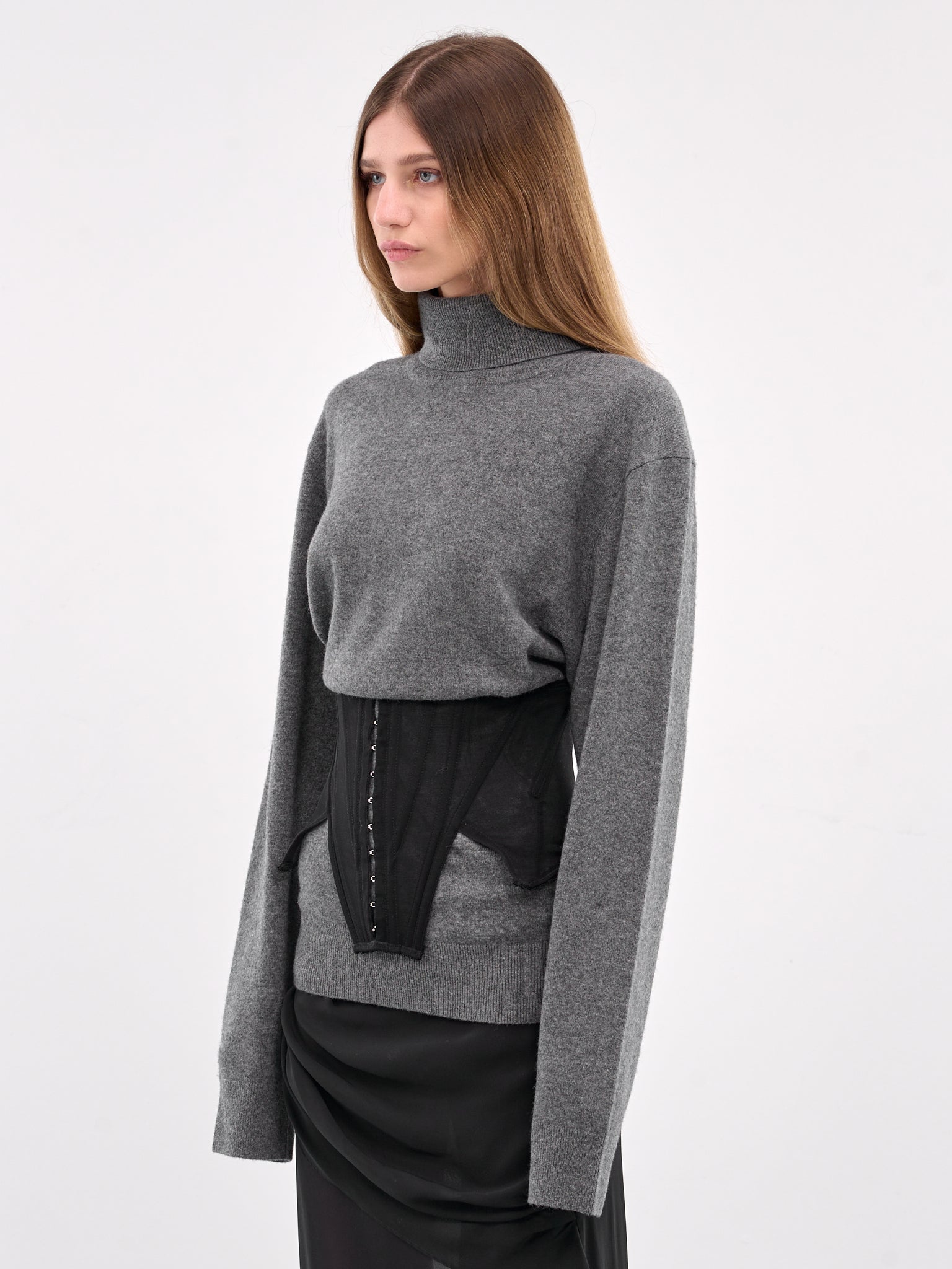 Identity Crisis Corset Turtleneck (IDENTITY-CRISIS-CHARCOAL-BLACK)