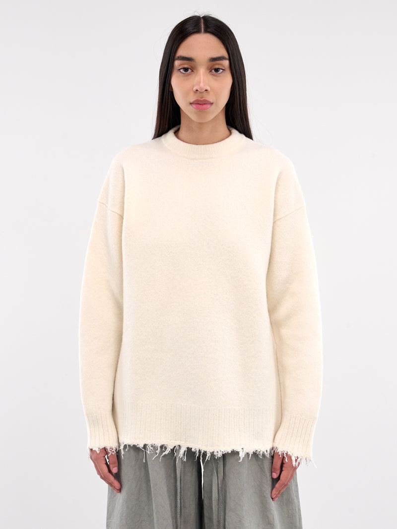 Frayed Knit Sweater (J03GP0156-J14754-COCONUT)