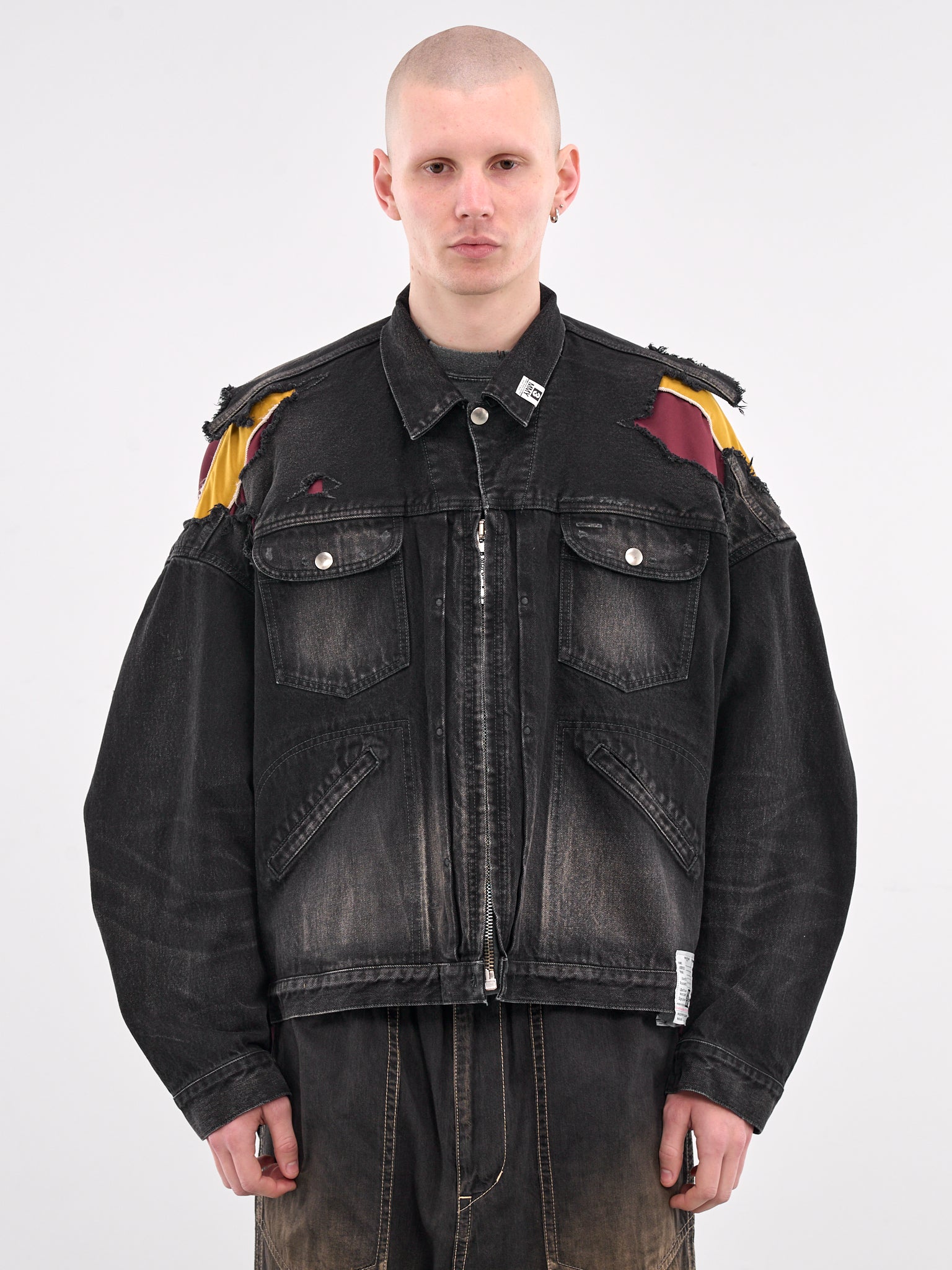 Layered Thrashed Denim Jacket (J14BL121-BLACK)