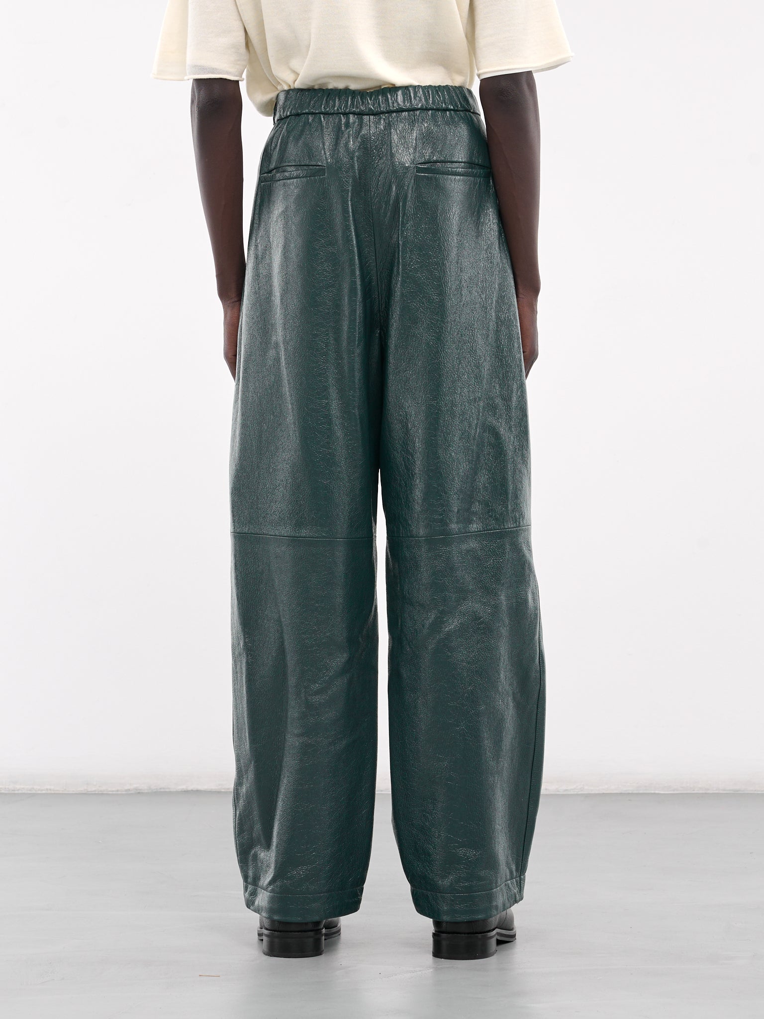 Elasticated Leather Trousers (J21KA0255-J07192-GREEN)