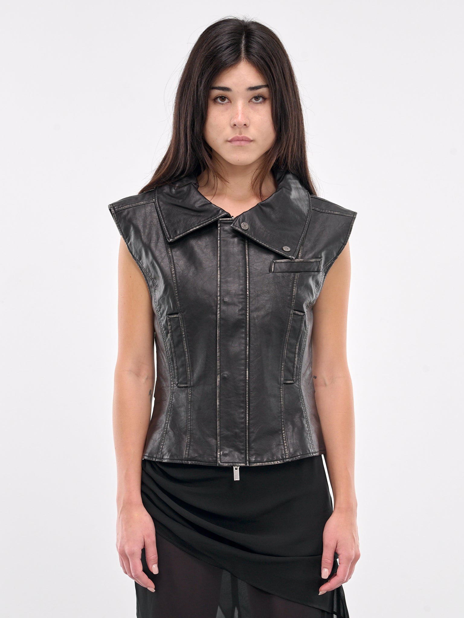 Faux Leather Vest (JA-05BK-BLACK)