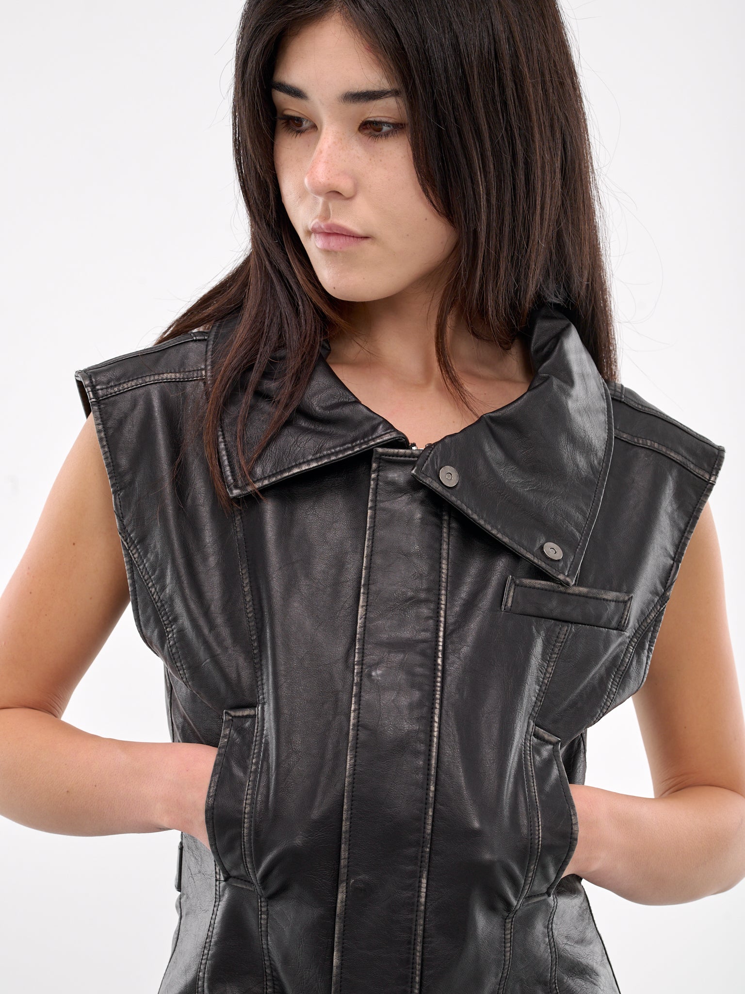 Faux Leather Vest (JA-05BK-BLACK)