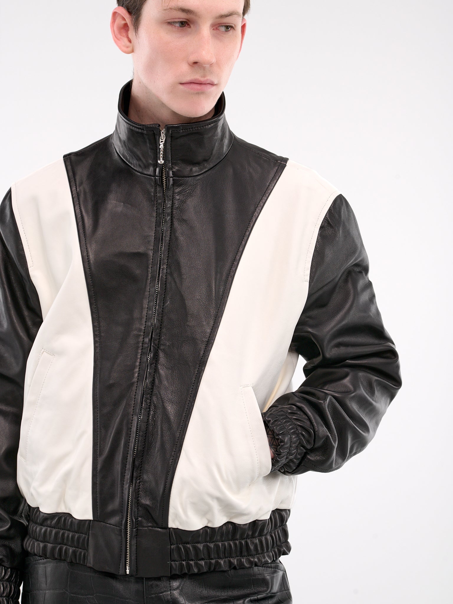 80s white leather jacket hotsell