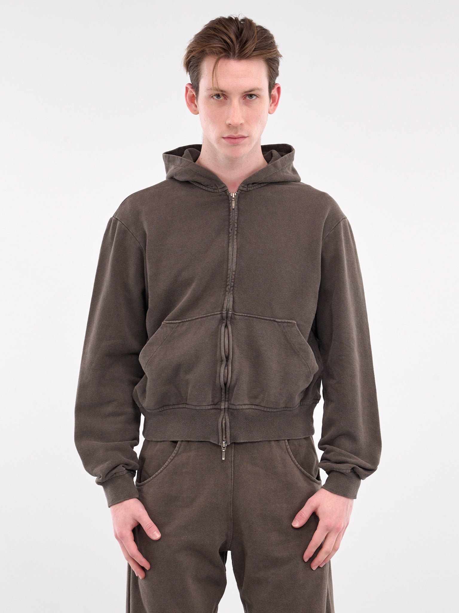 Shabby Full Zip Hoodie (JER-101-02-BROWN)