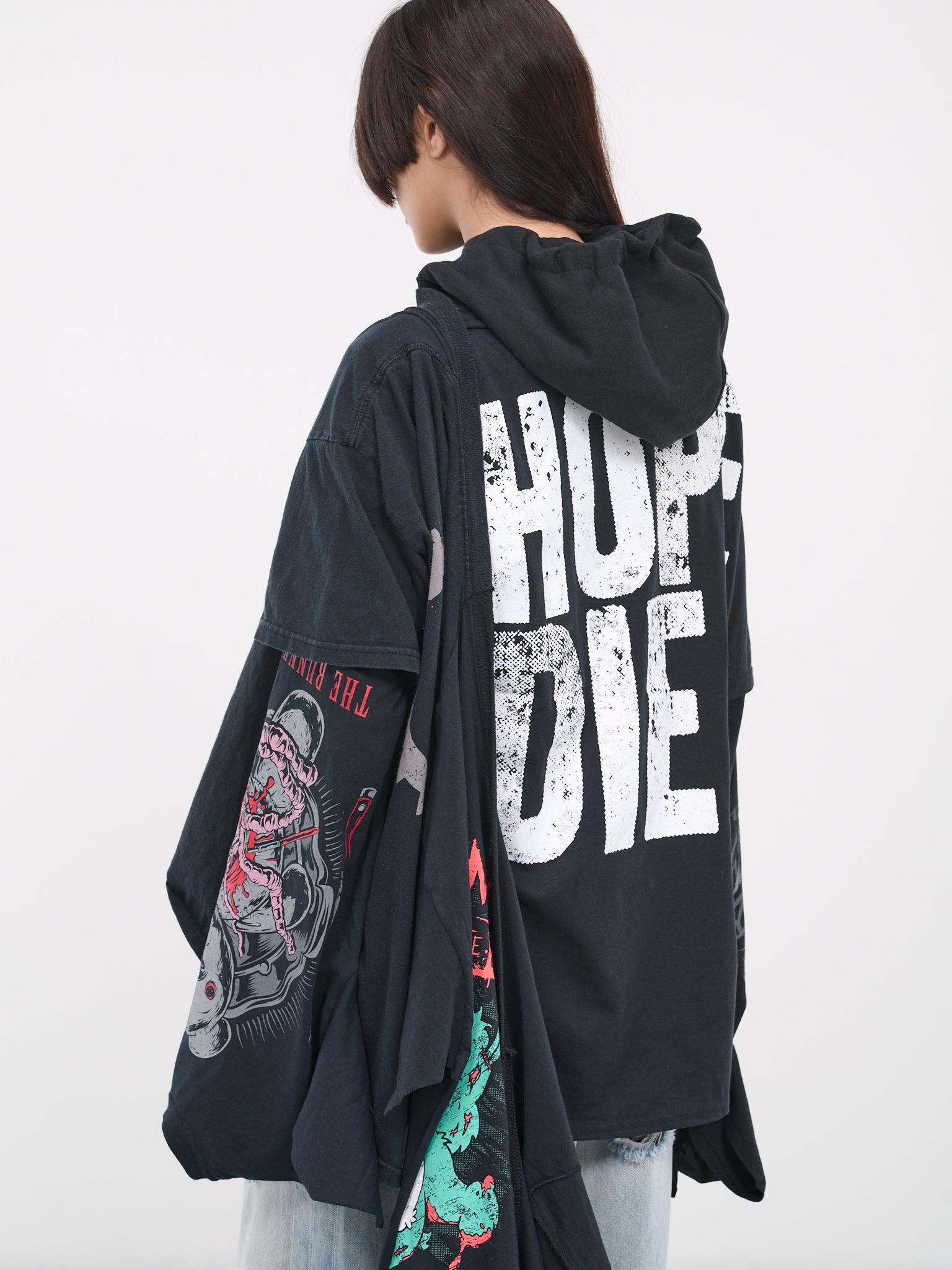 Draped T-shirt Hoodie (JER06-US-BLACK)