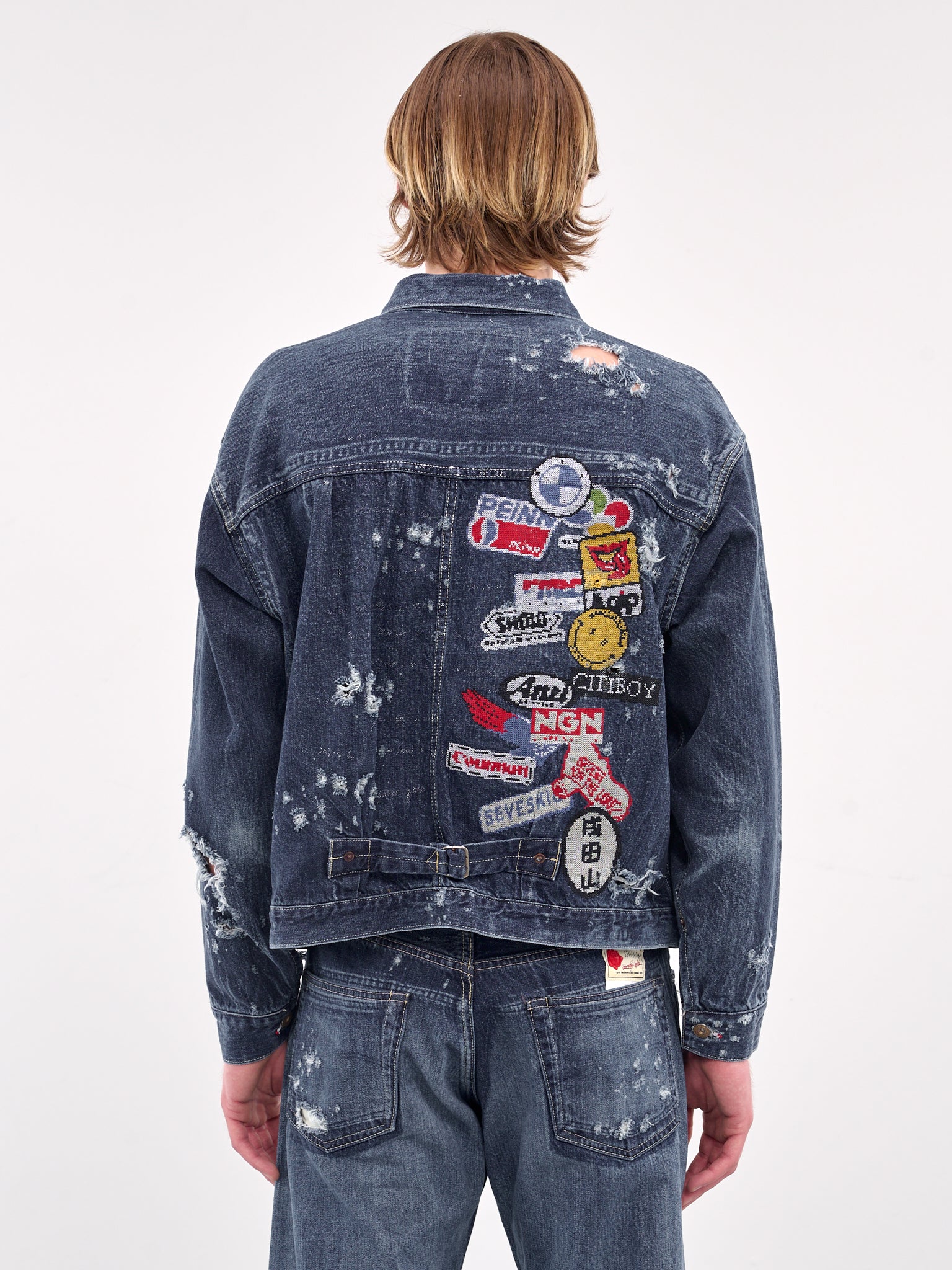 Distressed Graphic Denim Jacket (JK-SV-NGS-1002-INDIGO)