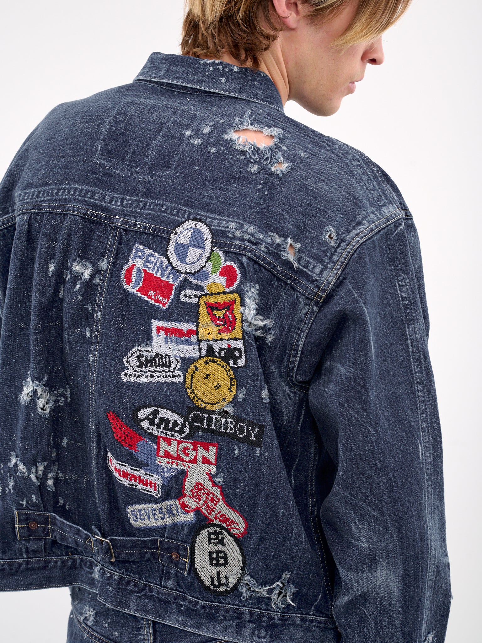 Distressed Graphic Denim Jacket (JK-SV-NGS-1002-INDIGO)