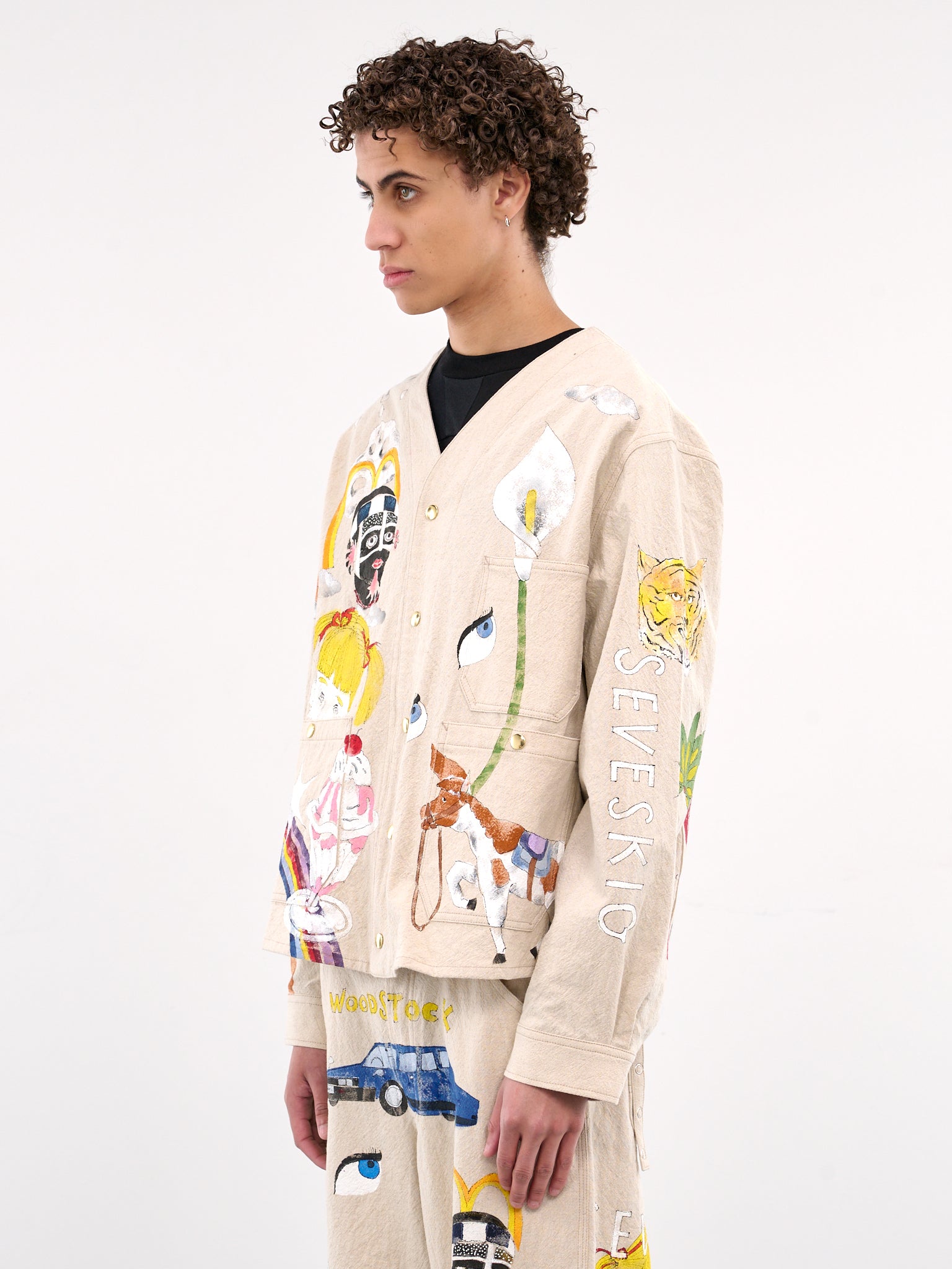 Hand-Painted Engineer Jacket (JK-SV-NGS-1005-BEIGE)