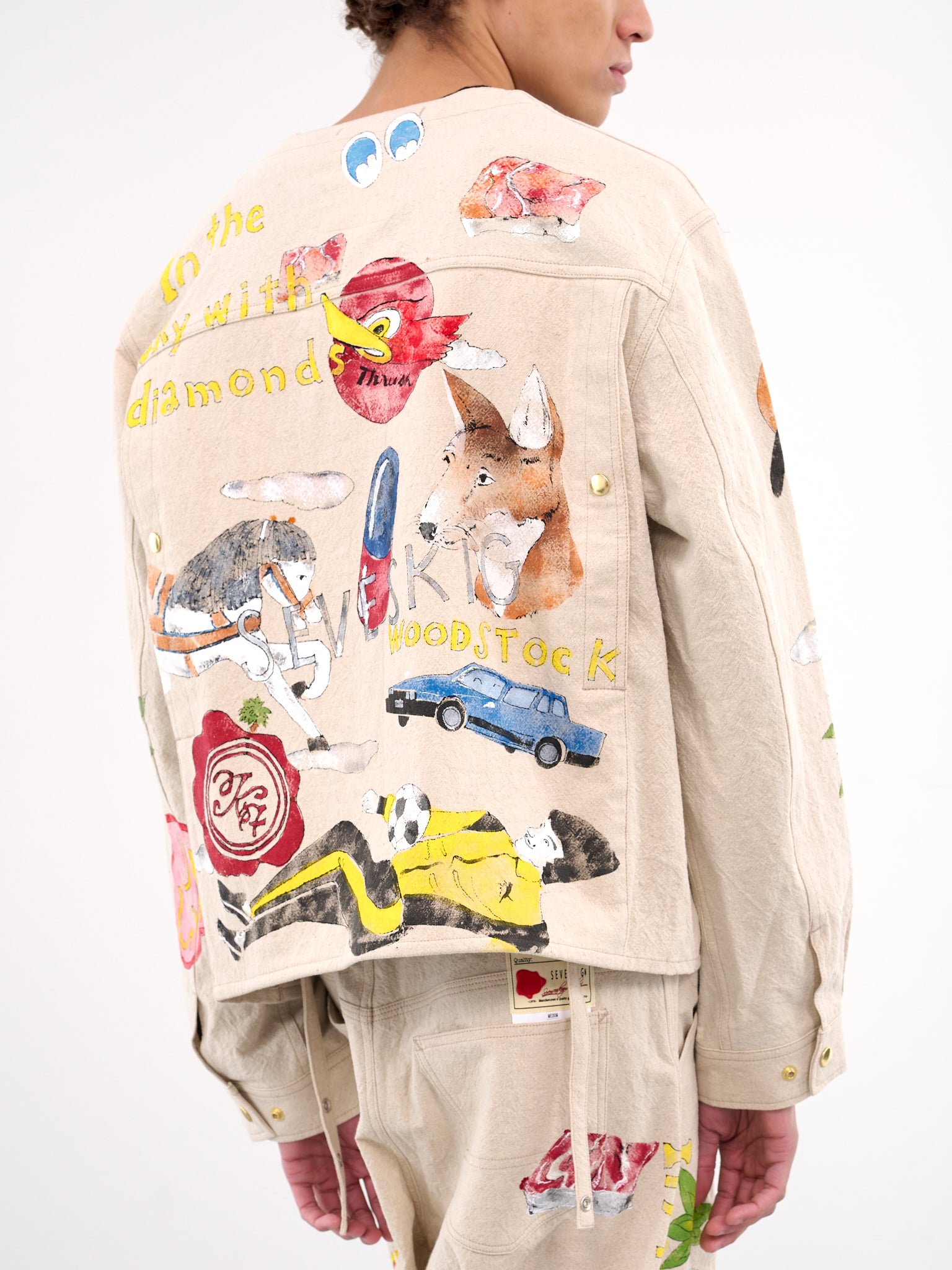 Hand-Painted Engineer Jacket (JK-SV-NGS-1005-BEIGE)