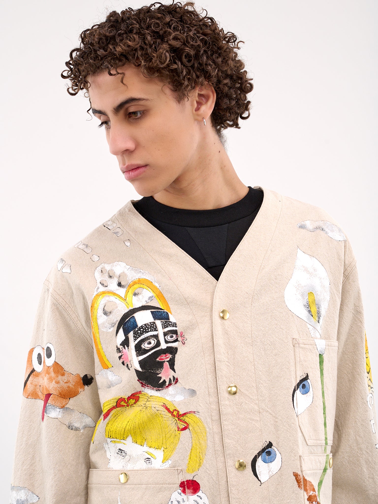 Hand-Painted Engineer Jacket (JK-SV-NGS-1005-BEIGE)