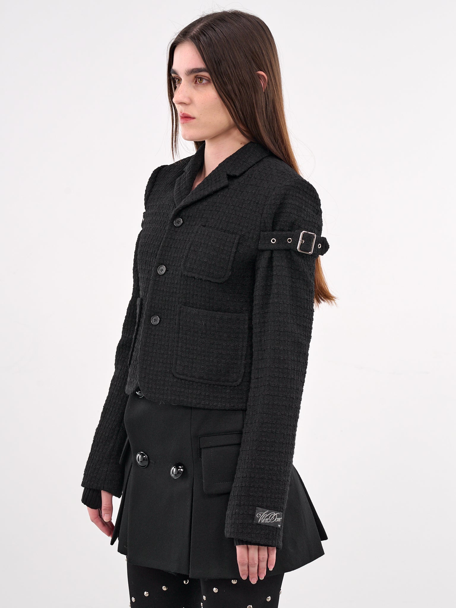 Strap Tweed Jacket (JK0-25-008-W-BLACK)